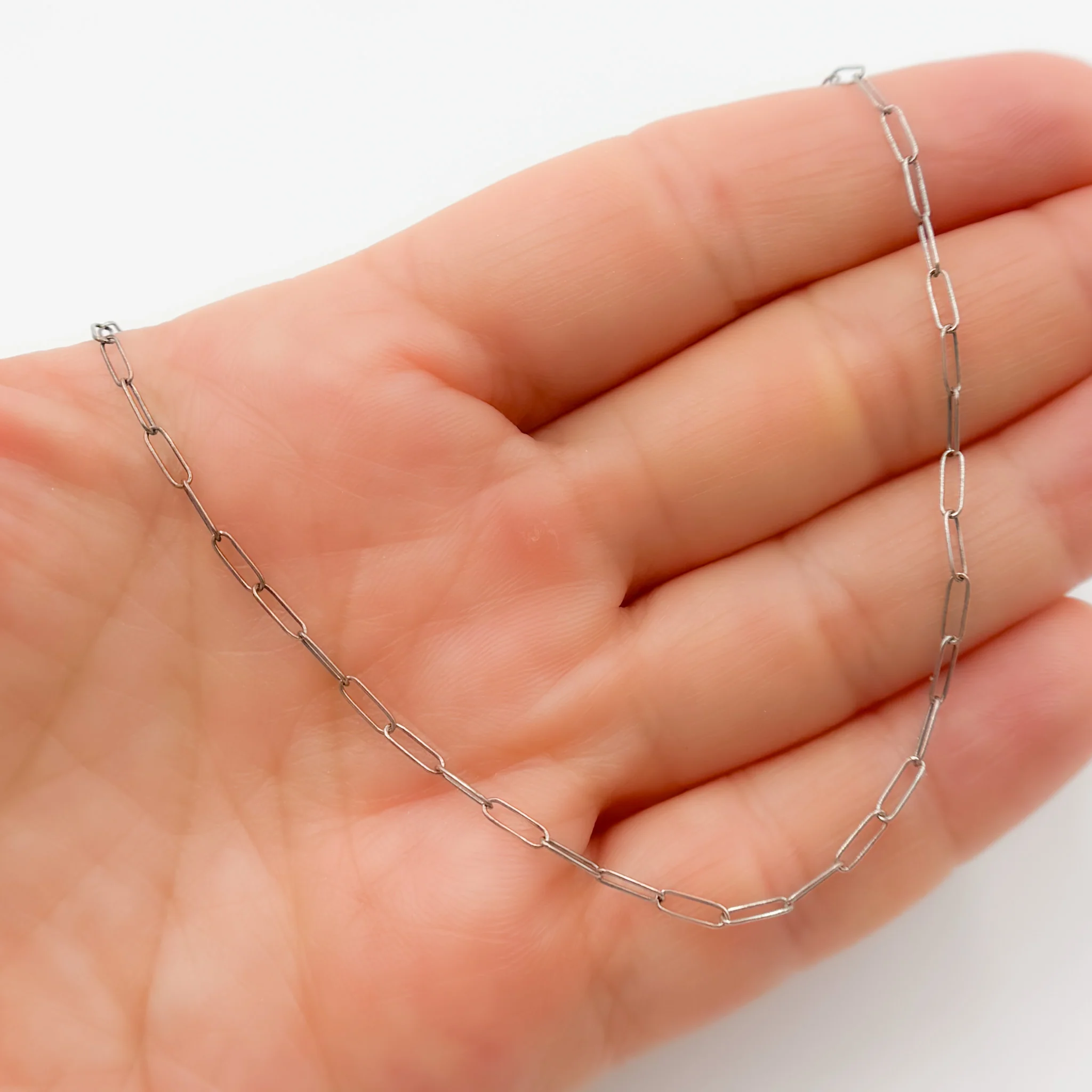 1606OXNecklace. Oxidized Sterling Silver Smooth Paperclip Necklace - Image 5
