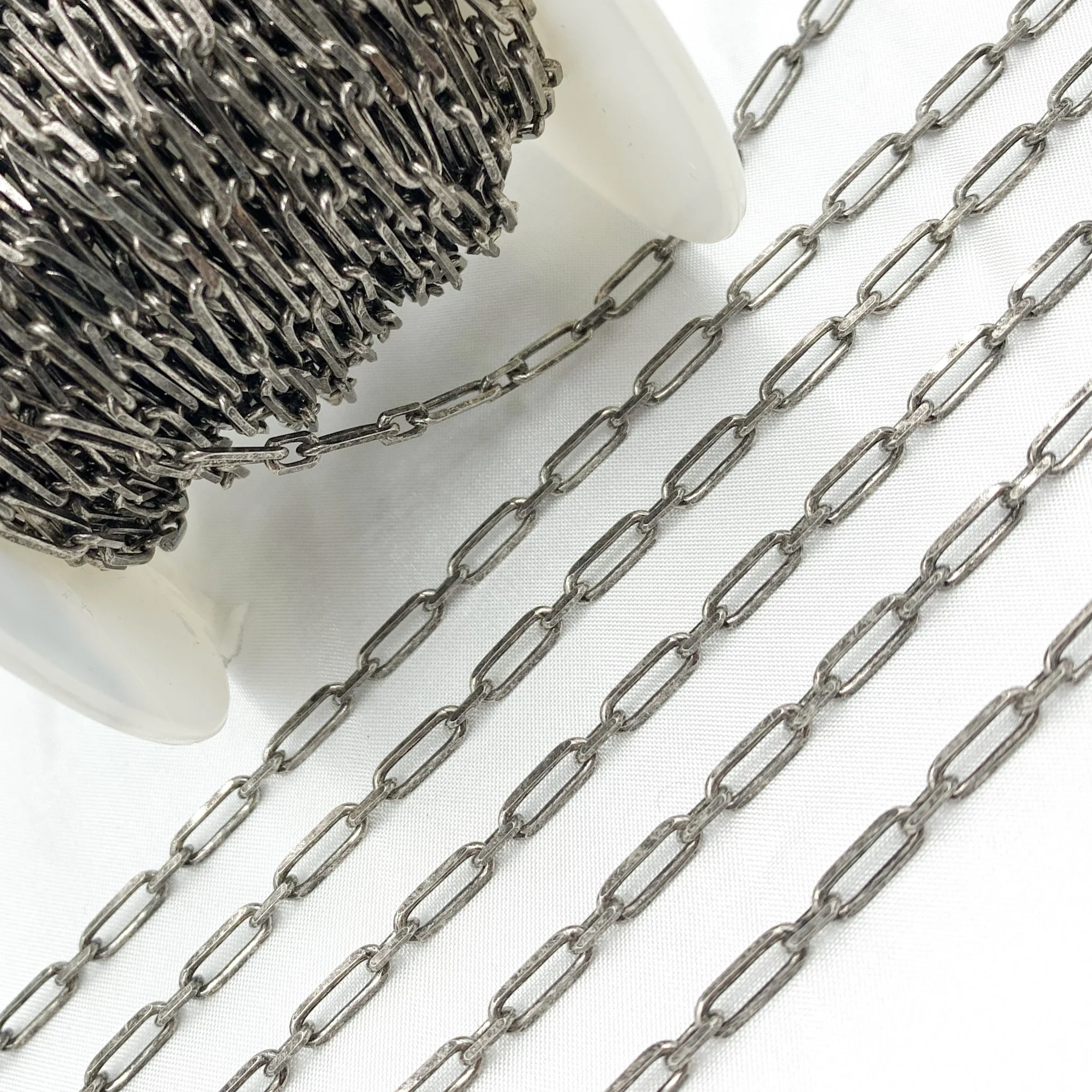Z47OX. Oxidized Sterling Silver Paperclip Link Chain - Image 6
