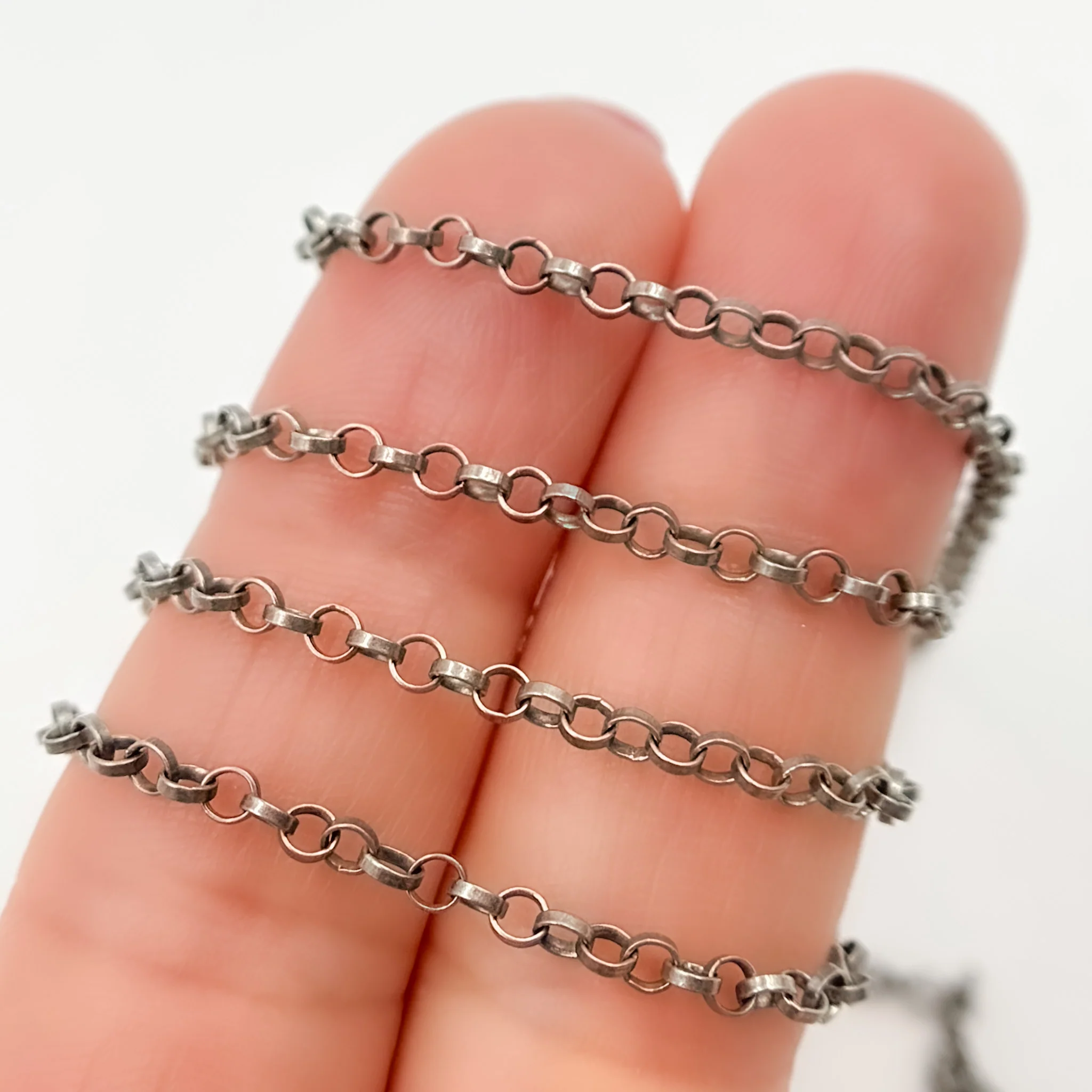 977OX. Oxidized Sterling Silver Rolo Chain - Image 3