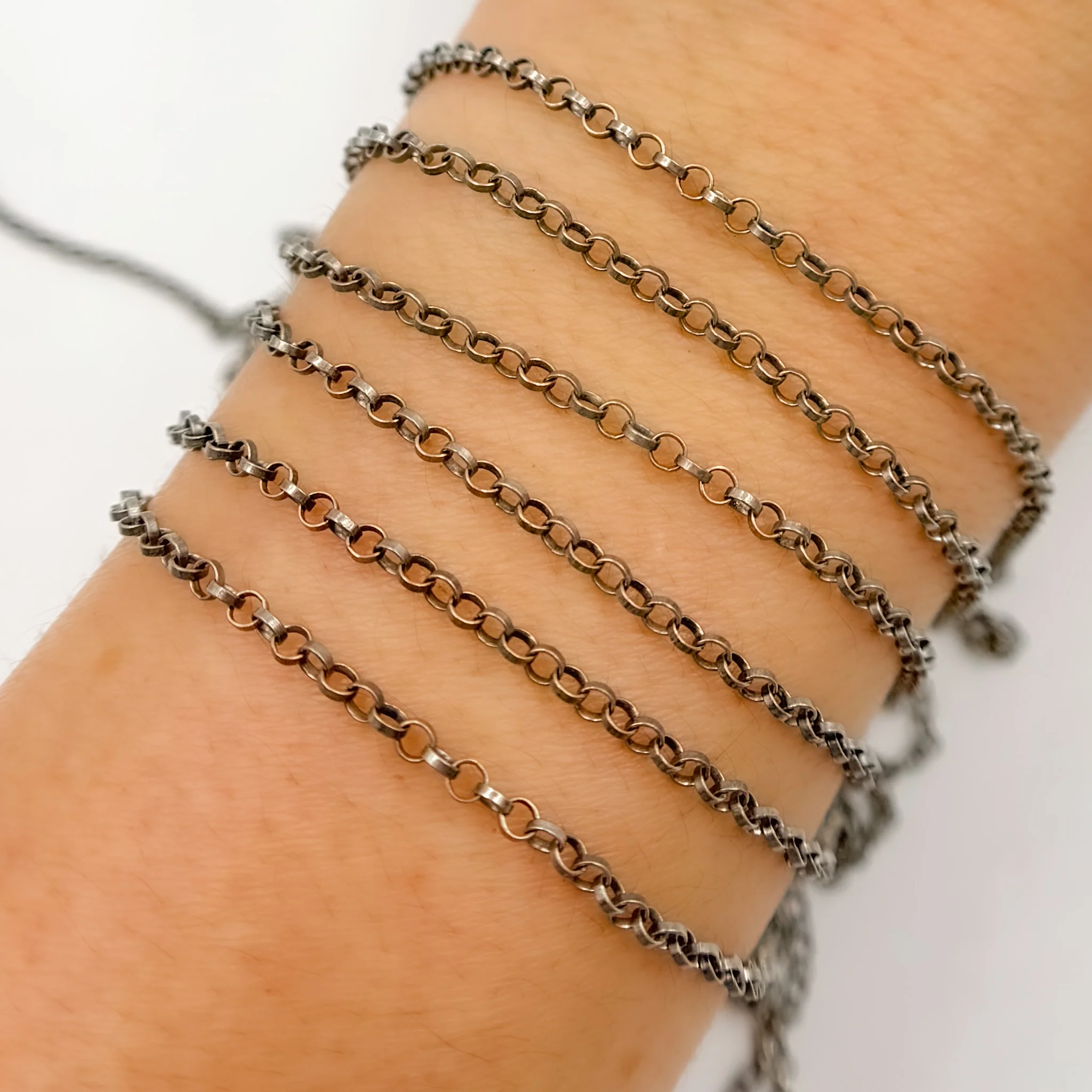 977OX. Oxidized Sterling Silver Rolo Chain - Image 5