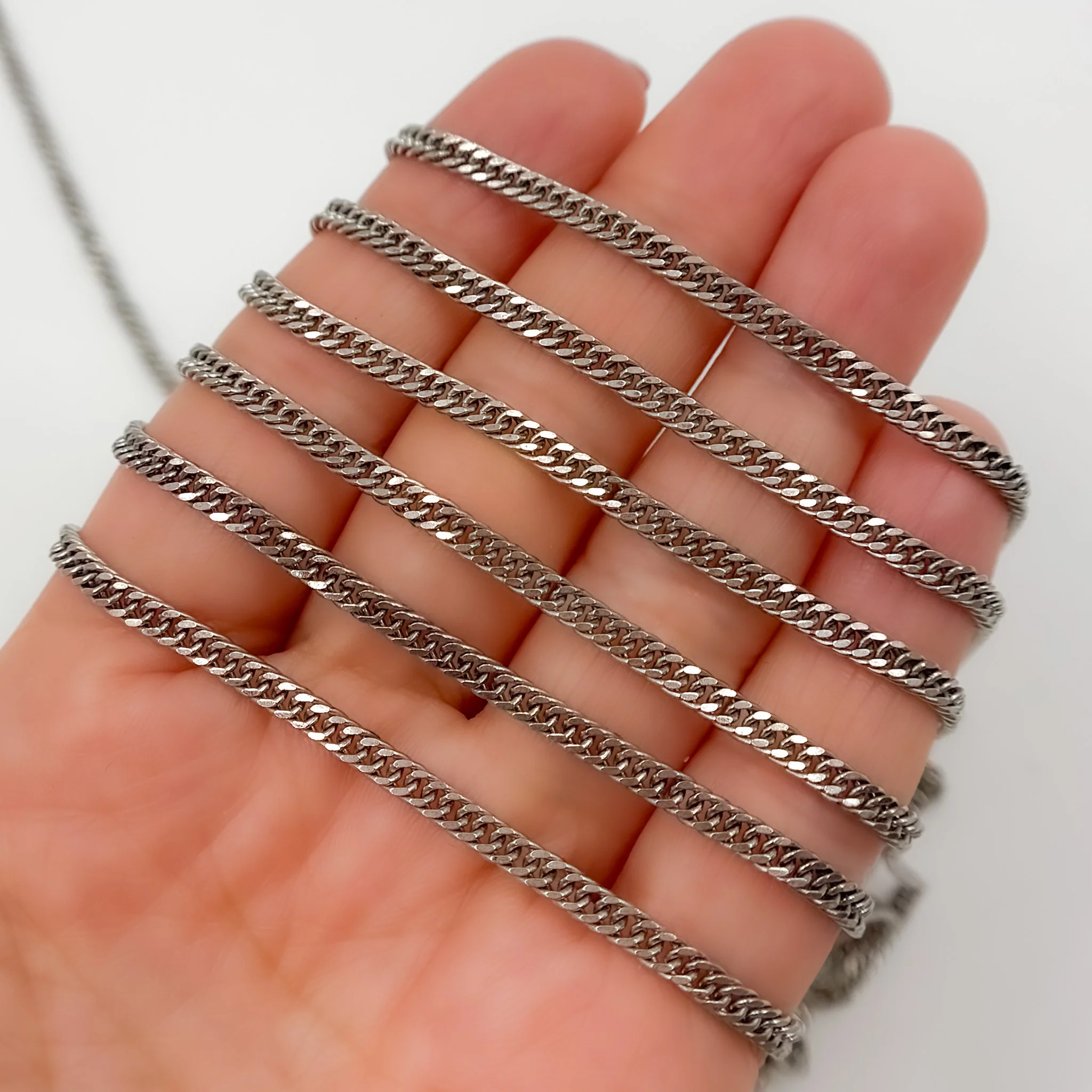 Y67OX. Oxidized Sterling Silver Solid Double Curb Chain - Image 3