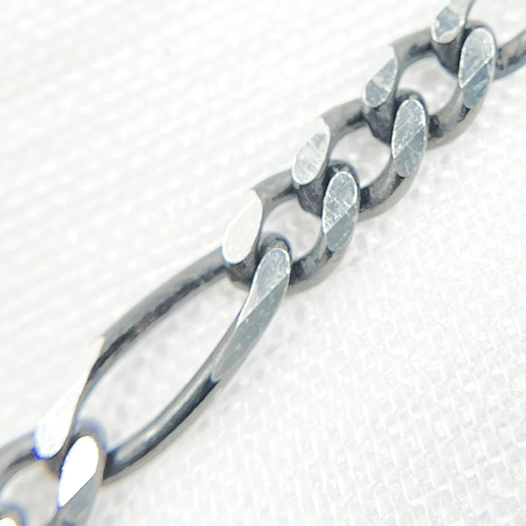 Z93SB. Black Rhodium & Sterling Silver Figaro Link Chain - Image 3