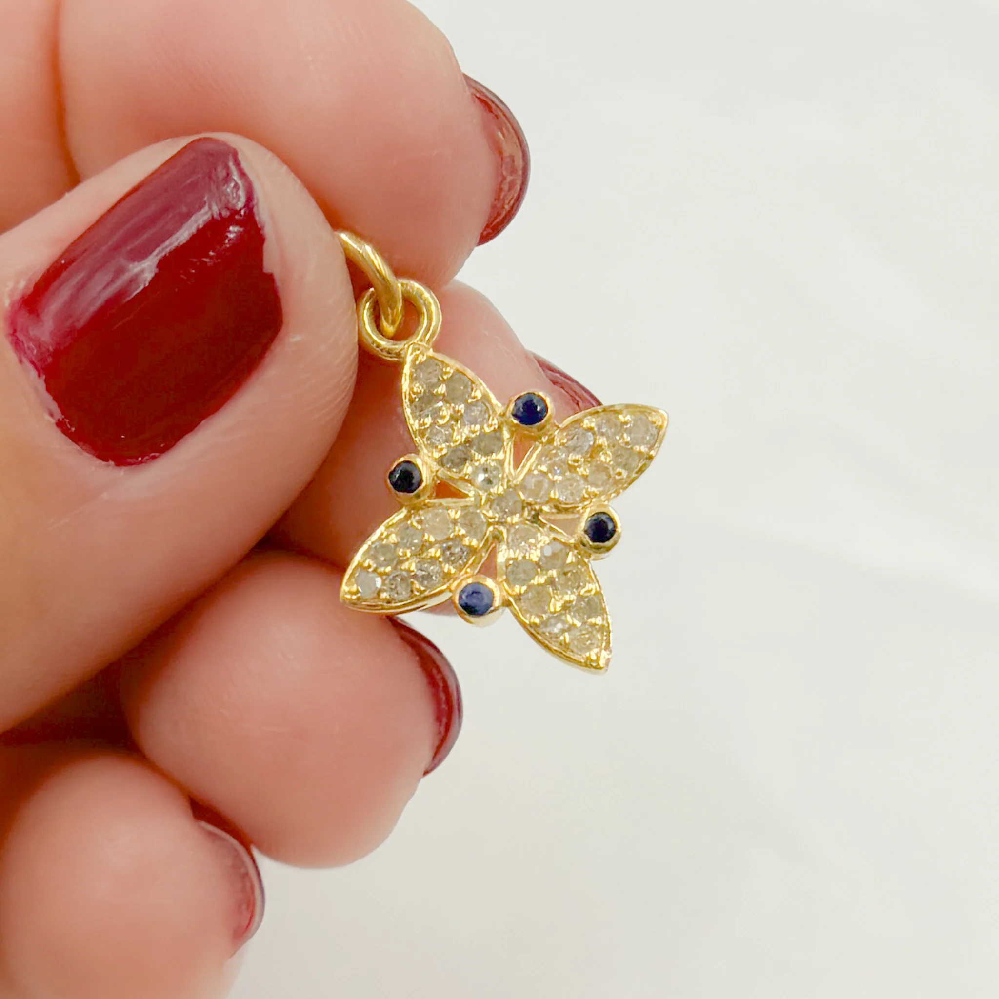 DC218. Diamond Sterling Silver Flower Pendant with Gemstone - Image 3