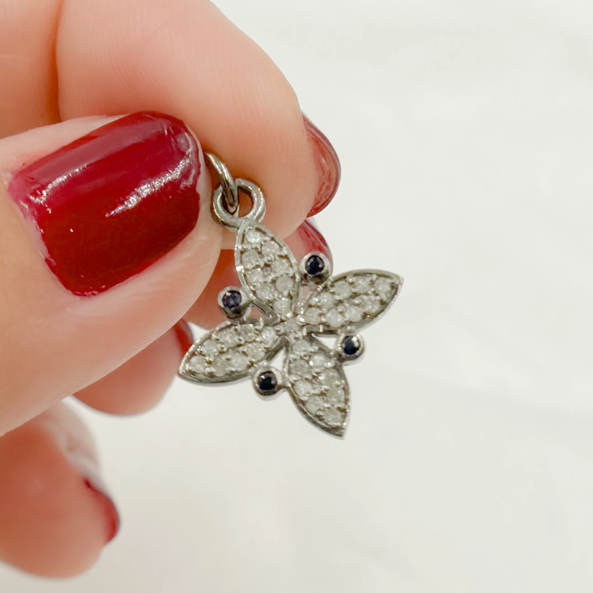 DC218. Diamond Sterling Silver Flower Pendant with Gemstone - Image 5