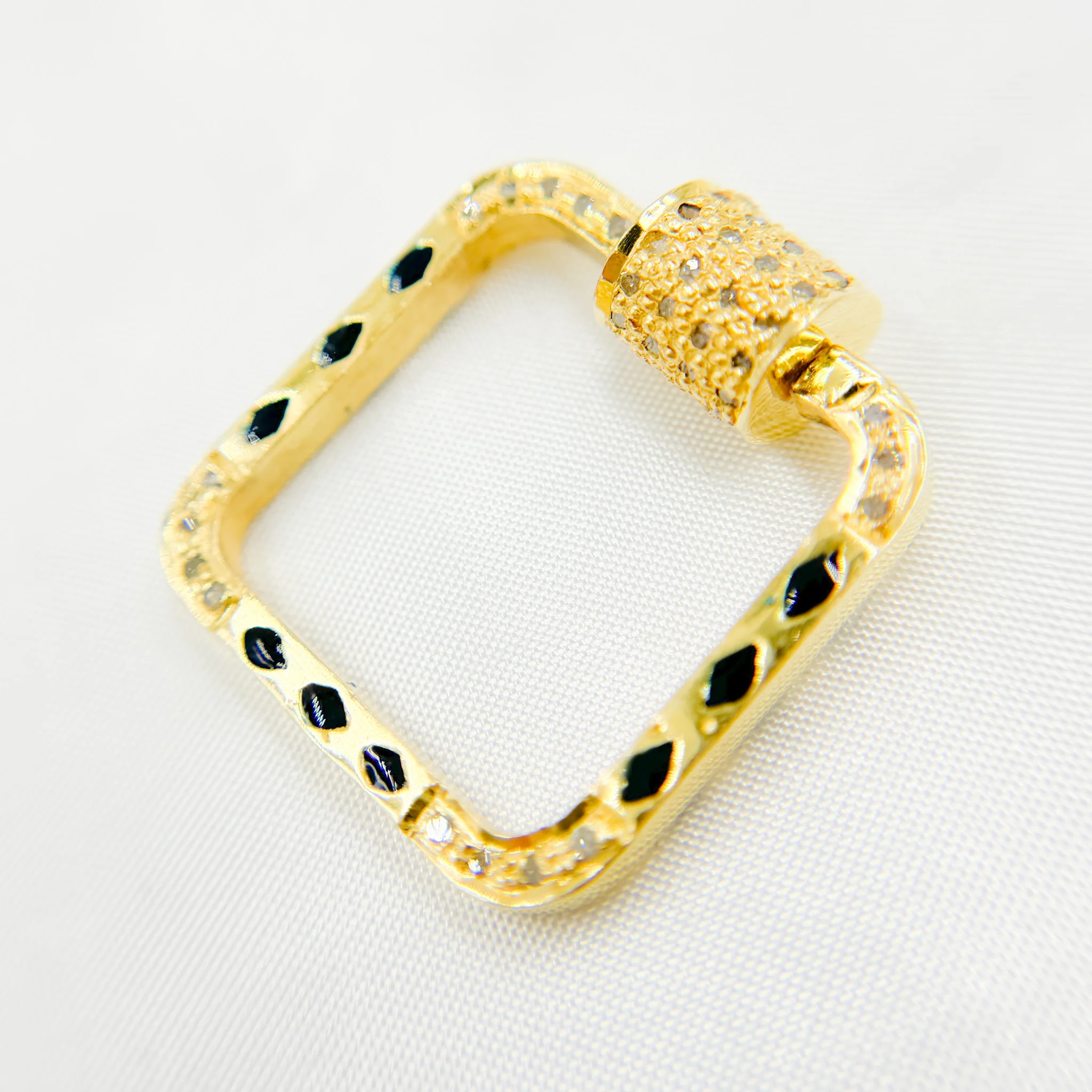DC082A. Diamond Sterling Silver Square Enamel Carabiner Clasp - Image 3