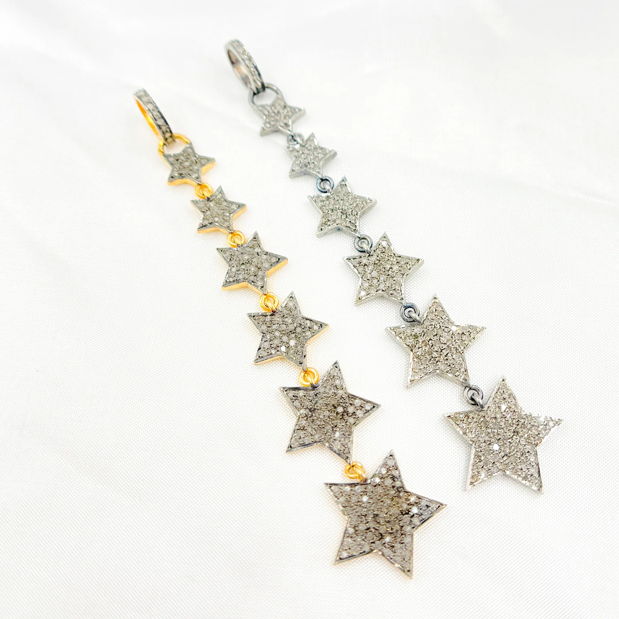 DP213. Diamond Sterling Silver 6 Stars Long Pendant - Image 7