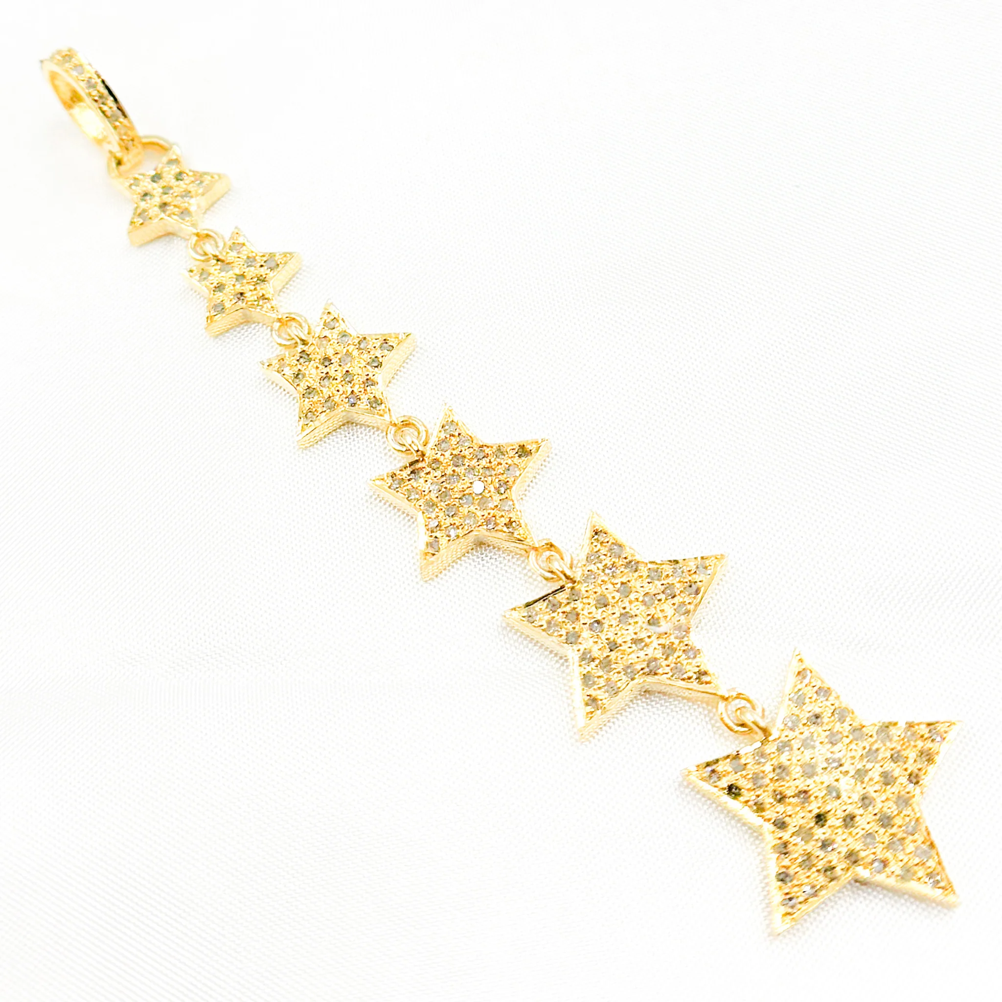 DP213. Diamond Sterling Silver 6 Stars Long Pendant - Image 8