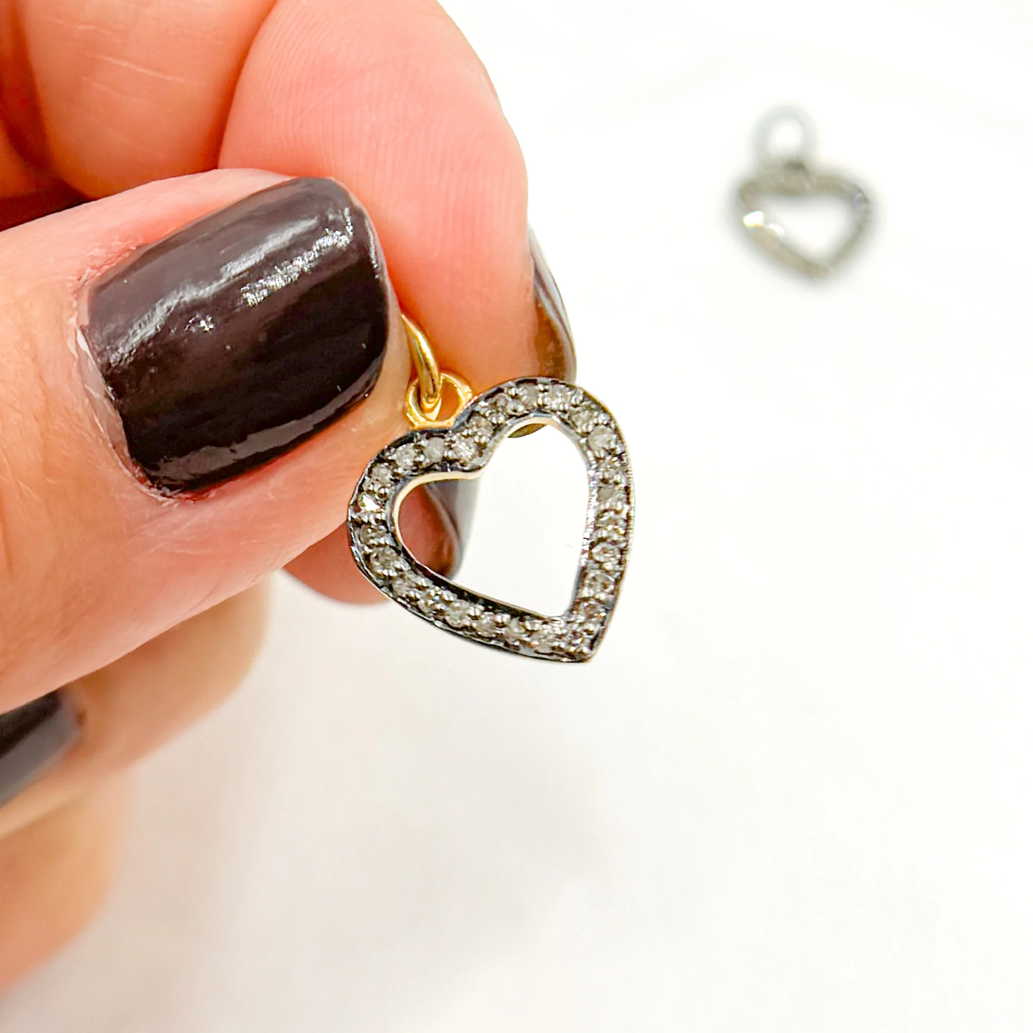DC877. Diamond Sterling Silver Heart Charm - Image 6