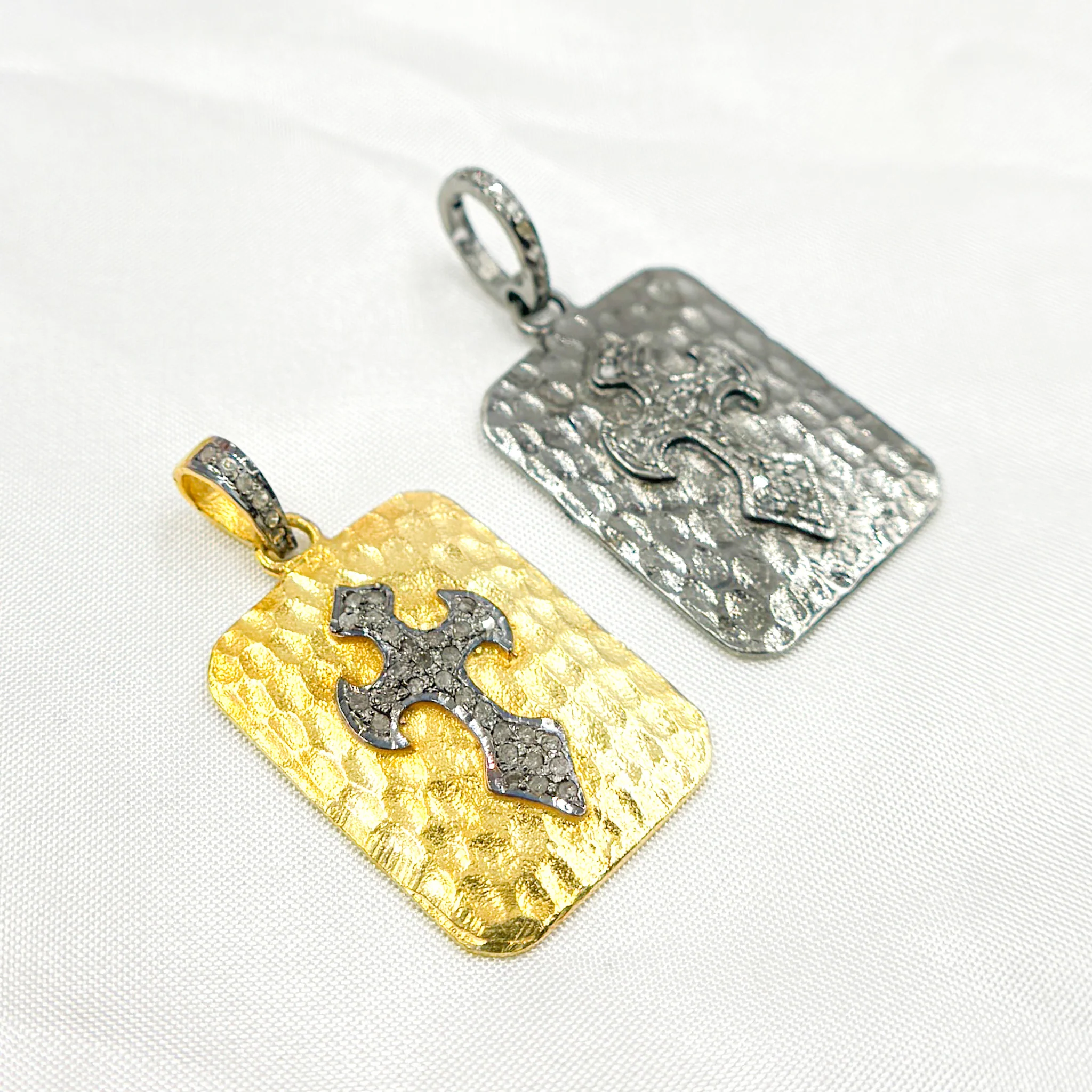 DP302. Diamond Sterling Silver Rectangle Cross Pendant - Image 5