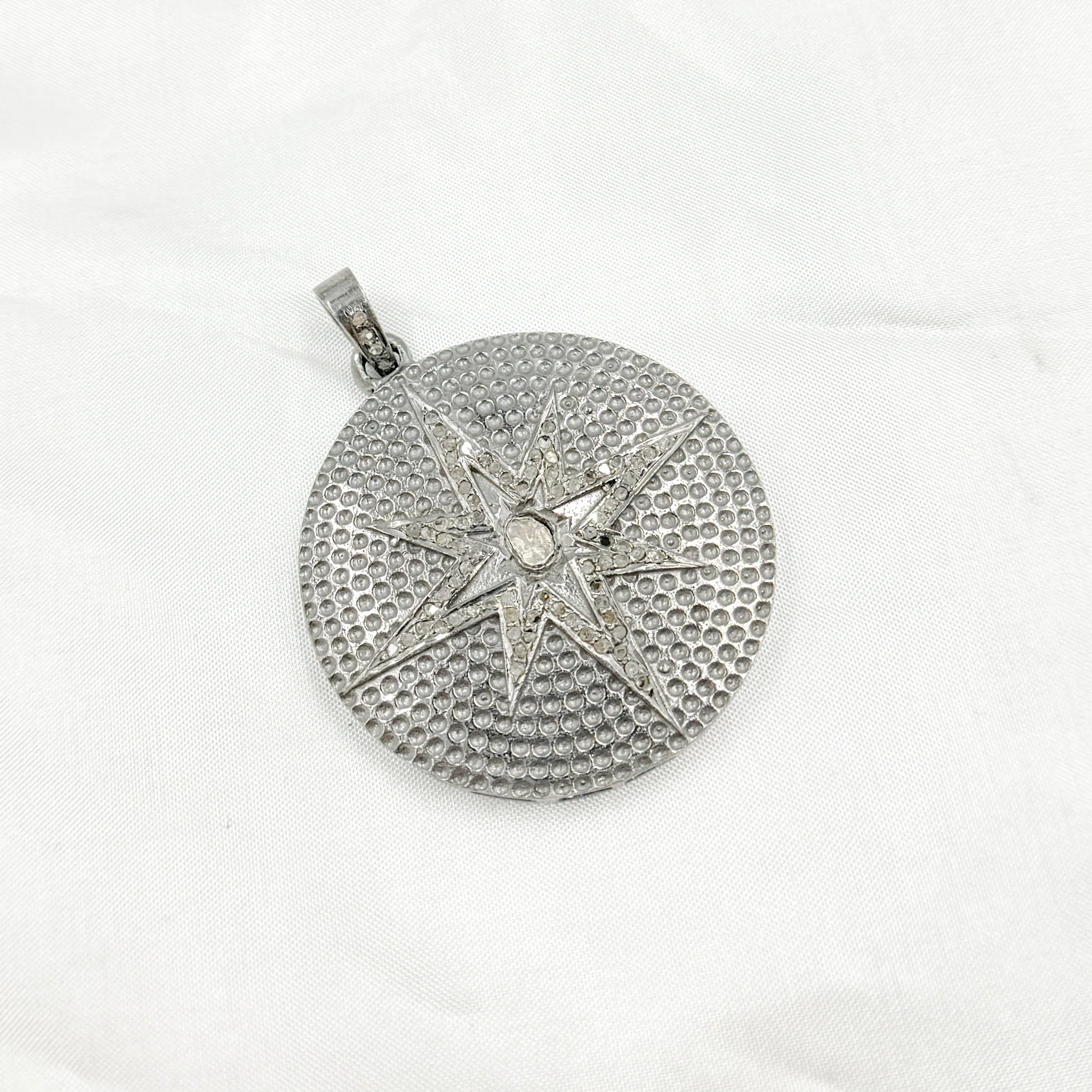 DP364. Diamond Sterling Silver Round Star Pendant - Image 7