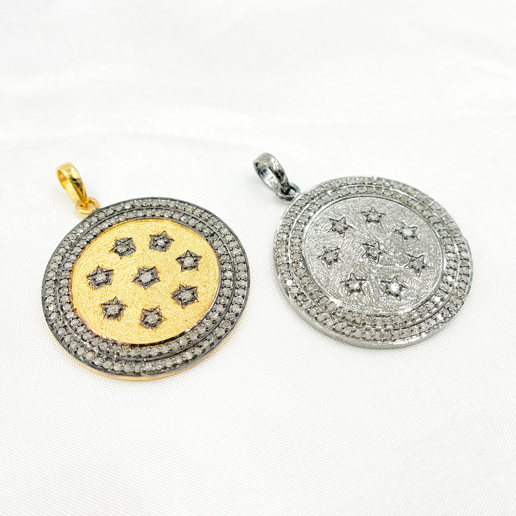 DP400. Diamond Sterling Silver Round Stars Pendant - Image 5