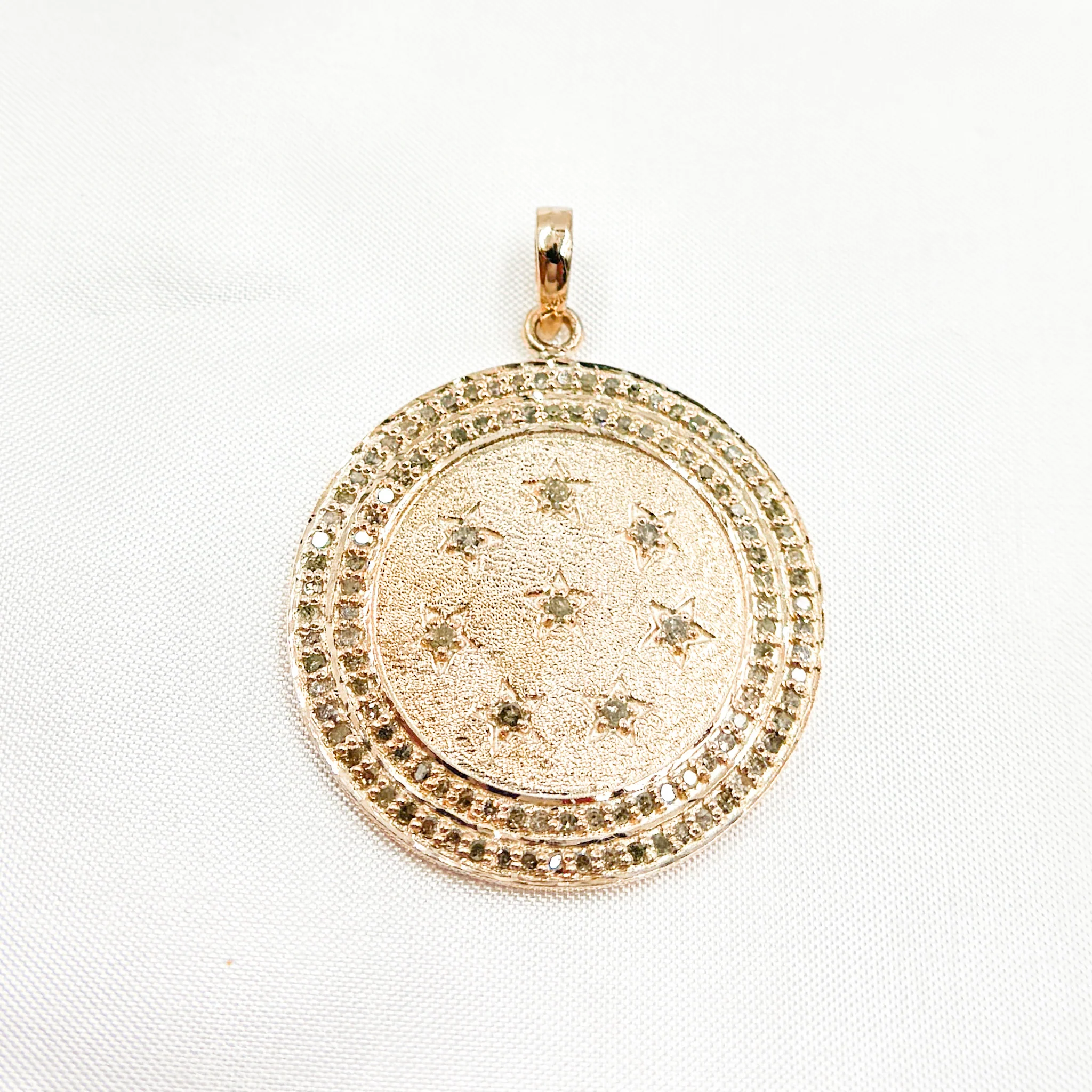 DP400. Diamond Sterling Silver Round Stars Pendant - Image 8