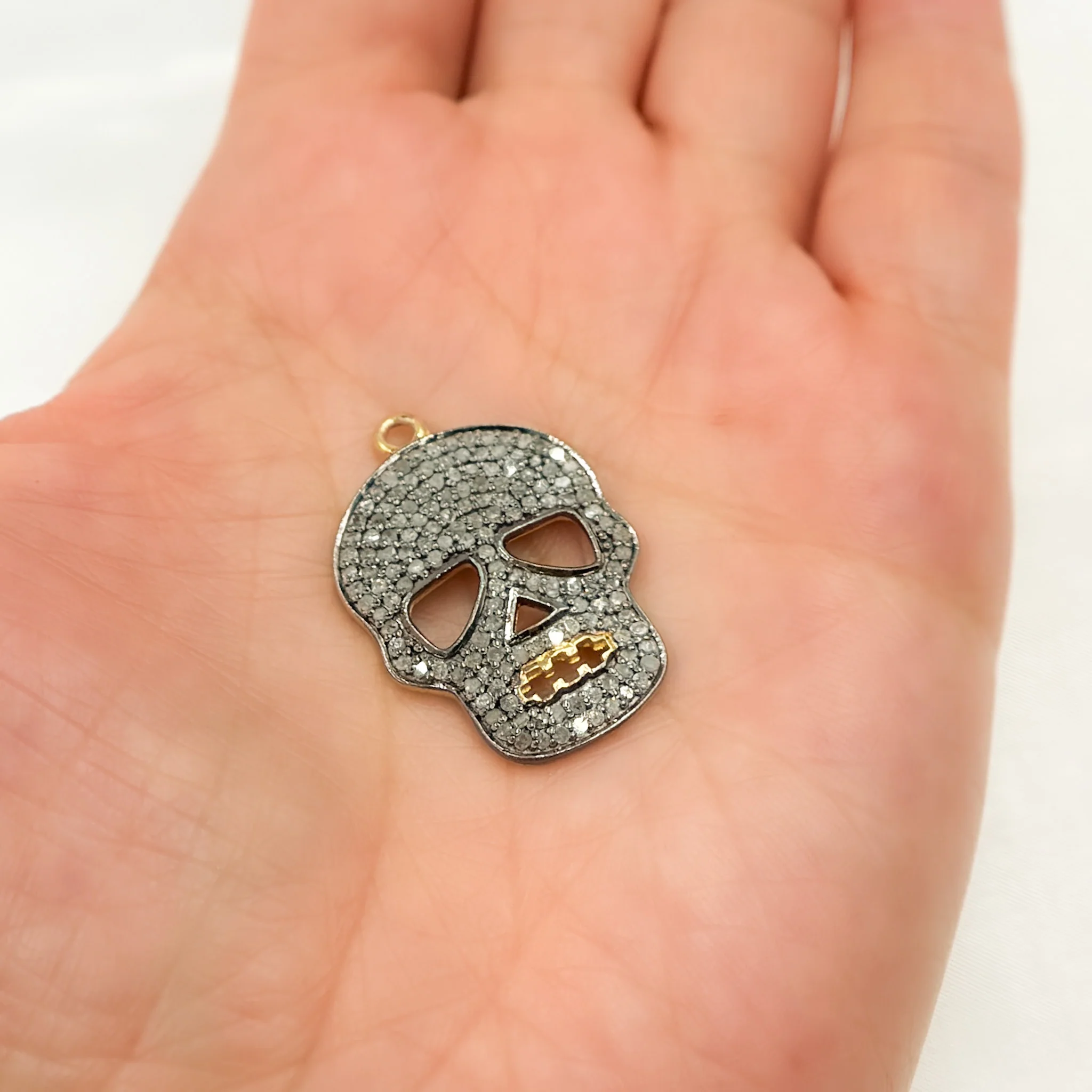 DP132. Diamond Sterling Silver Skull Pendant - Image 2