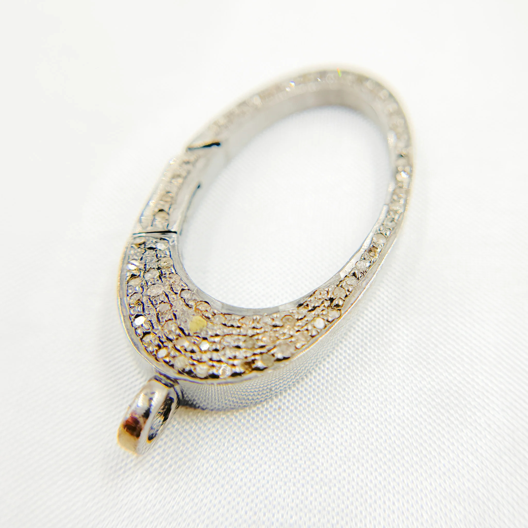DC696. Diamond Sterling Silver Oval Lobster Clasp - Image 5