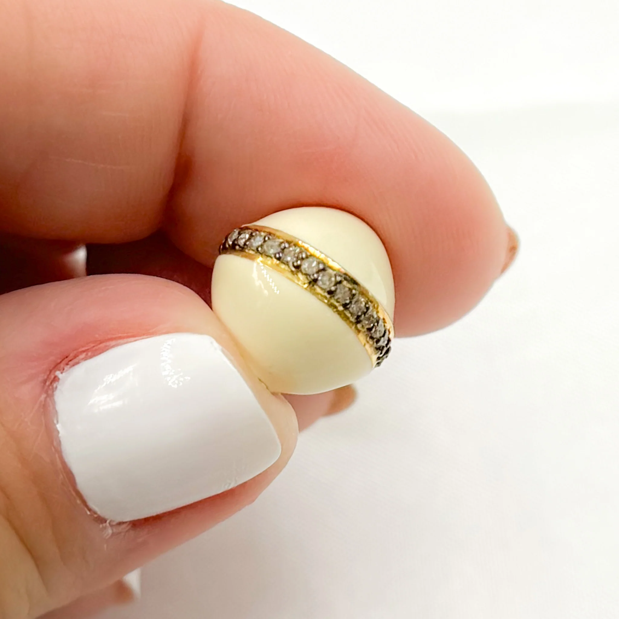 DC722A. Diamond Sterling Silver Round Enamel Bead - Image 10