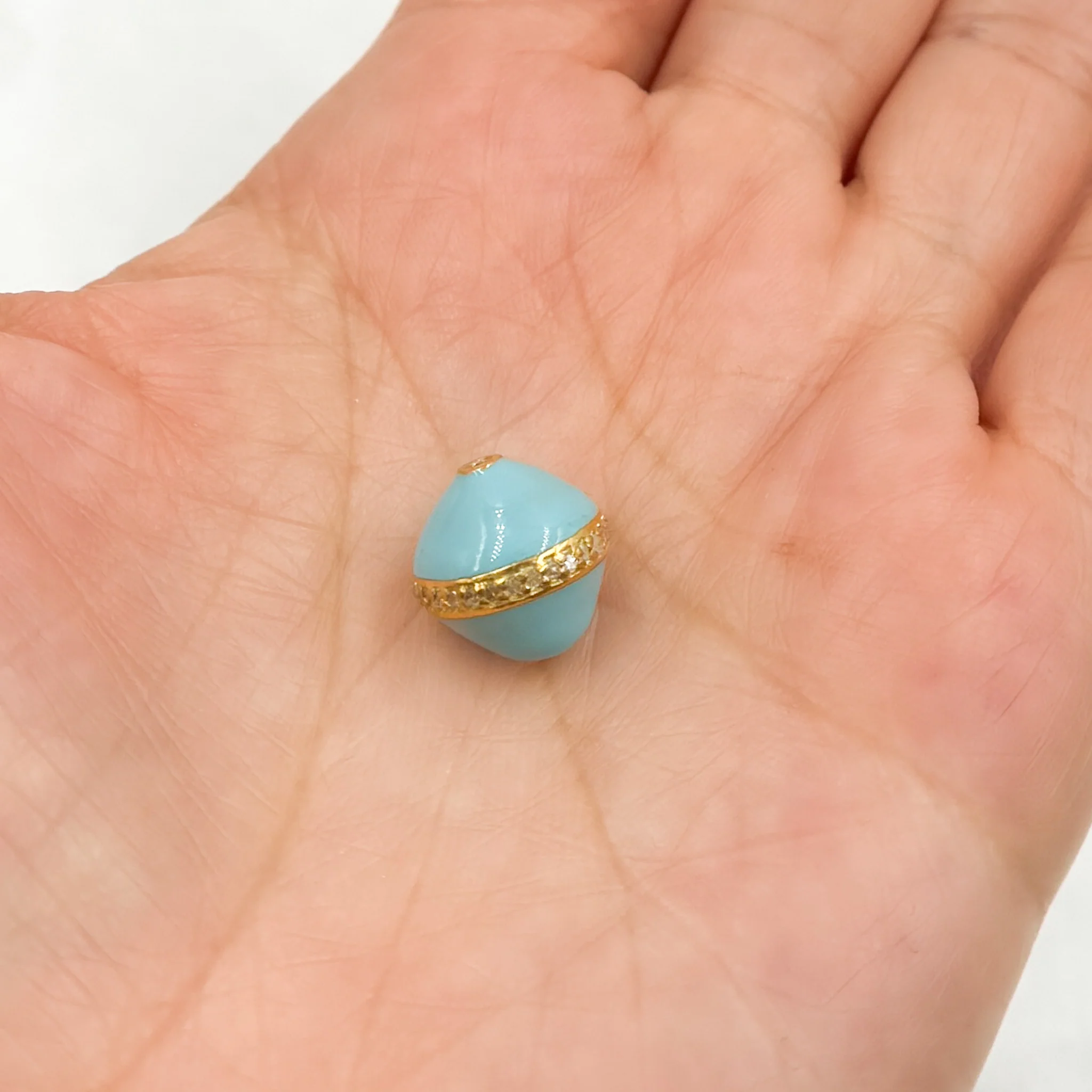 DC722A. Diamond Sterling Silver Round Enamel Bead - Image 3