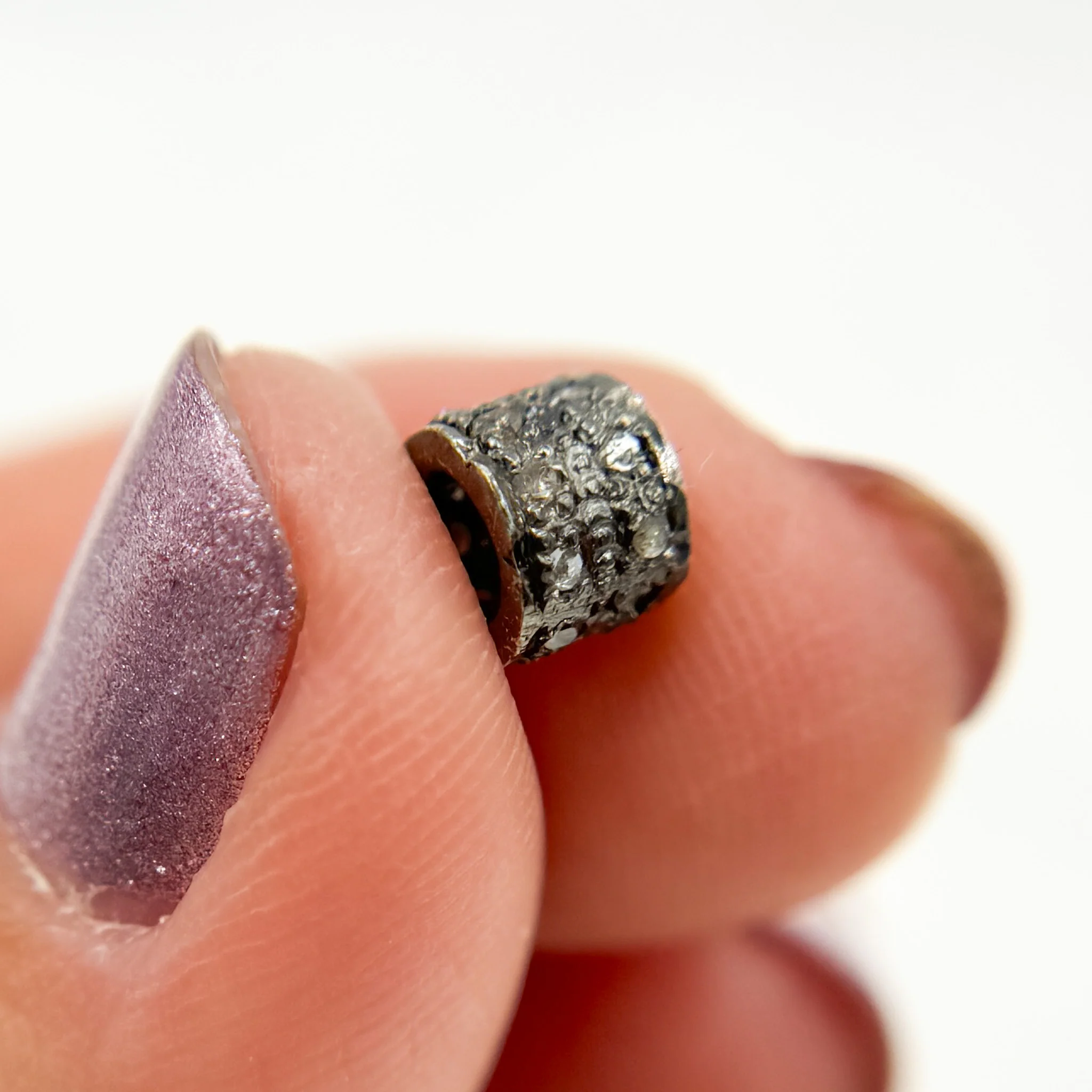 DC838. Diamond & Sterling Silver Rondelle Spacer Bead - Image 8