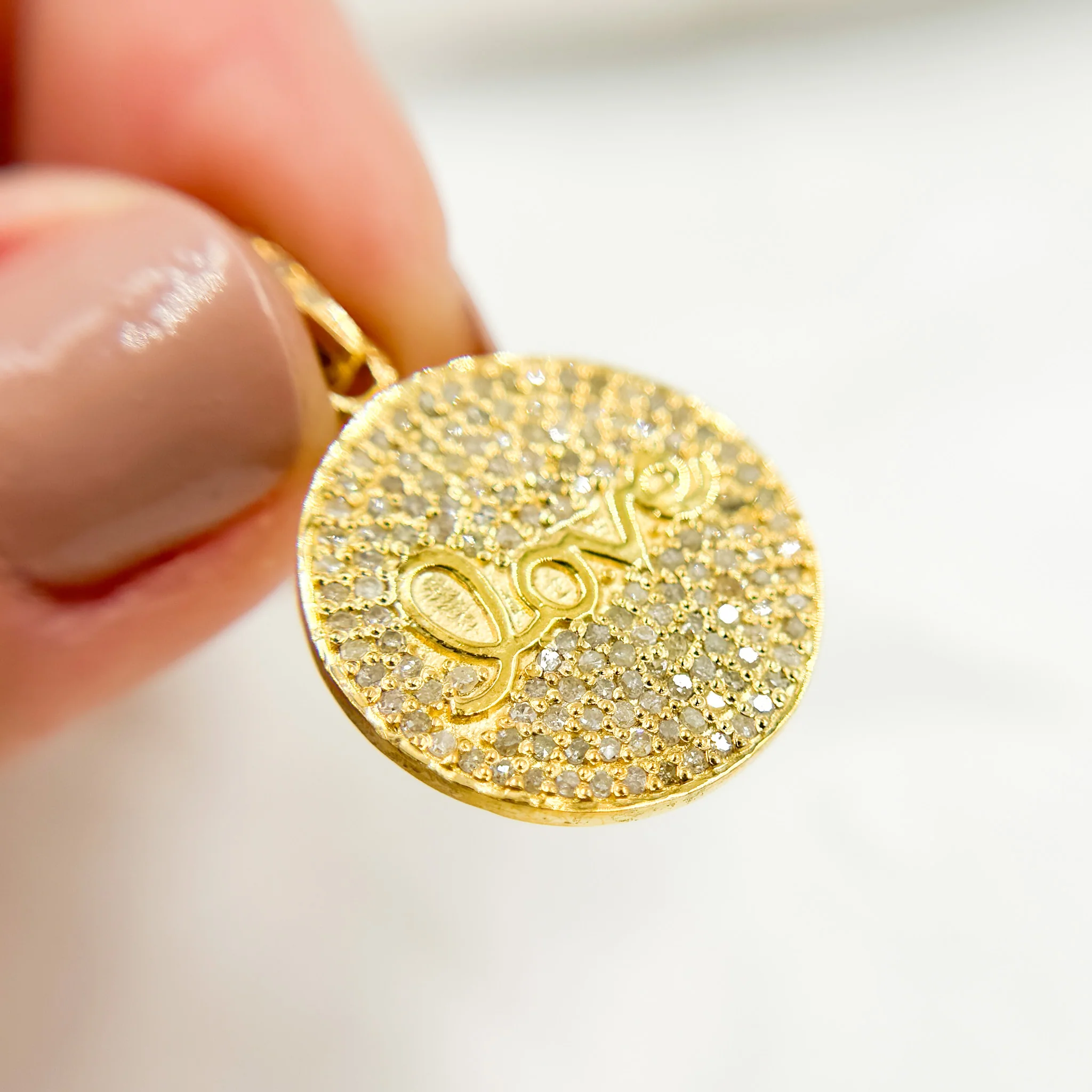 DP077. Diamond Sterling Silver Round Love Pendant - Image 4