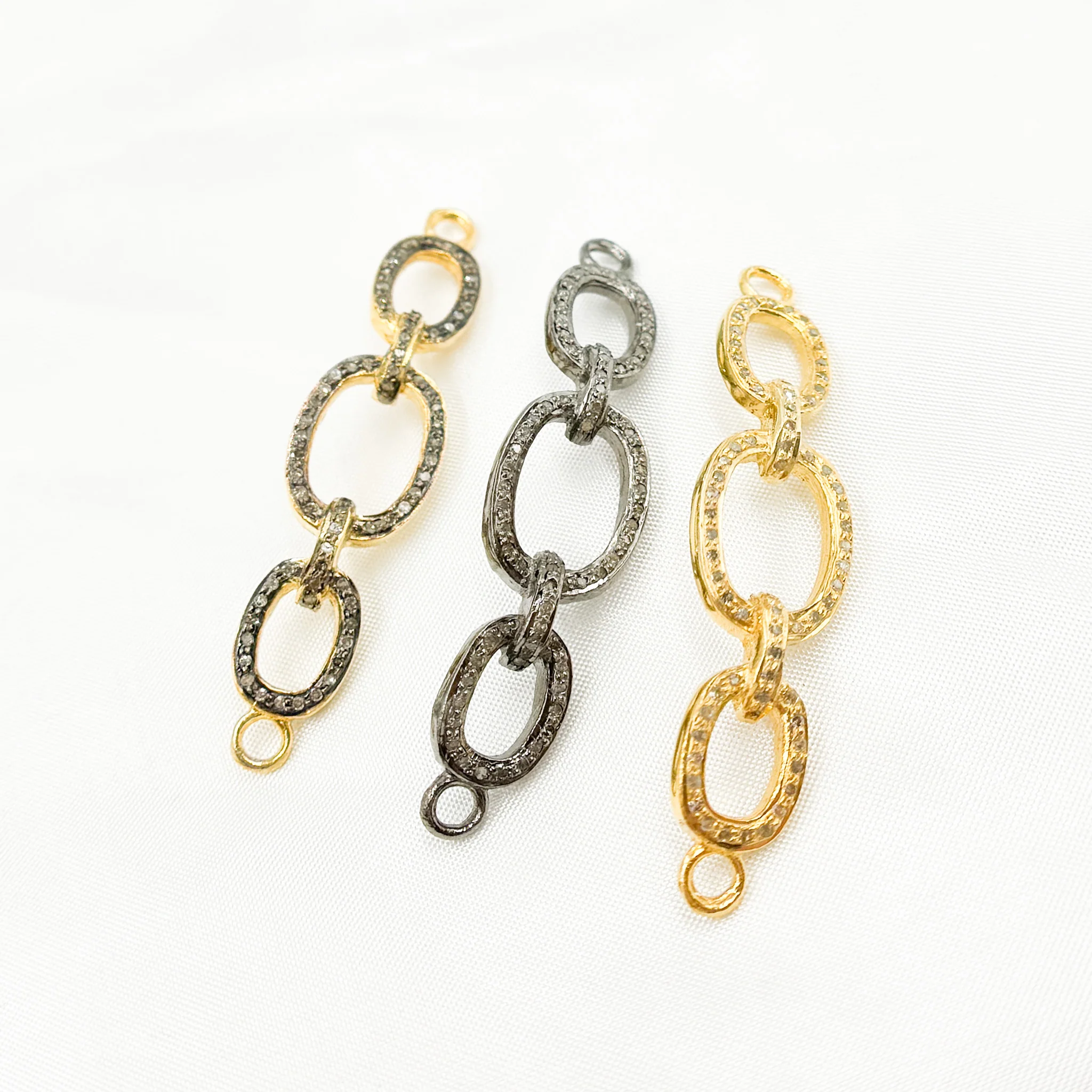 DC971. Diamond Sterling Silver Oval Link Connector - Image 2