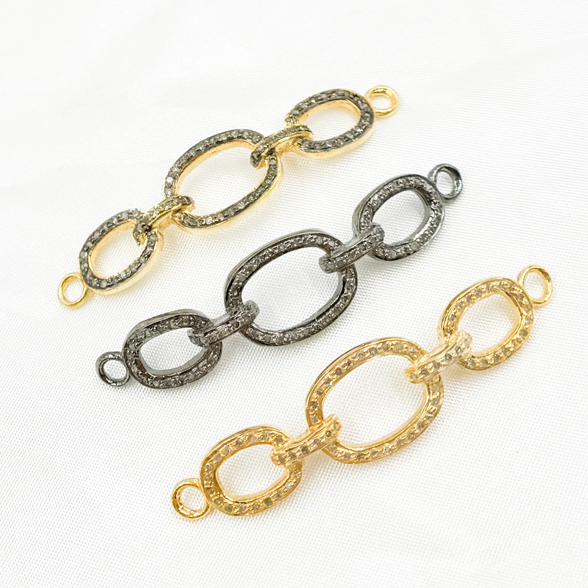 DC971. Diamond Sterling Silver Oval Link Connector - Image 9