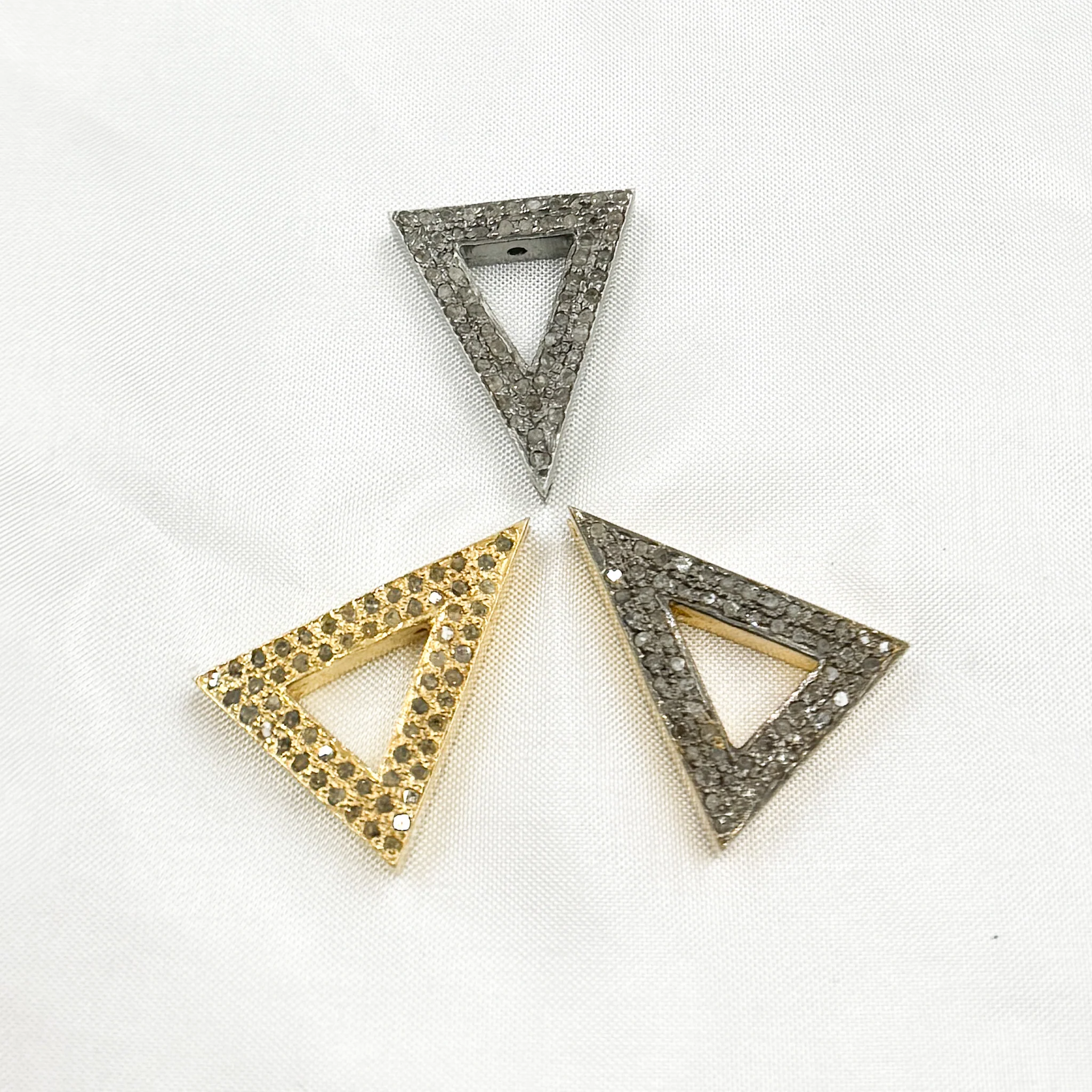 DC840. Diamond Sterling Silver Triangle Bead