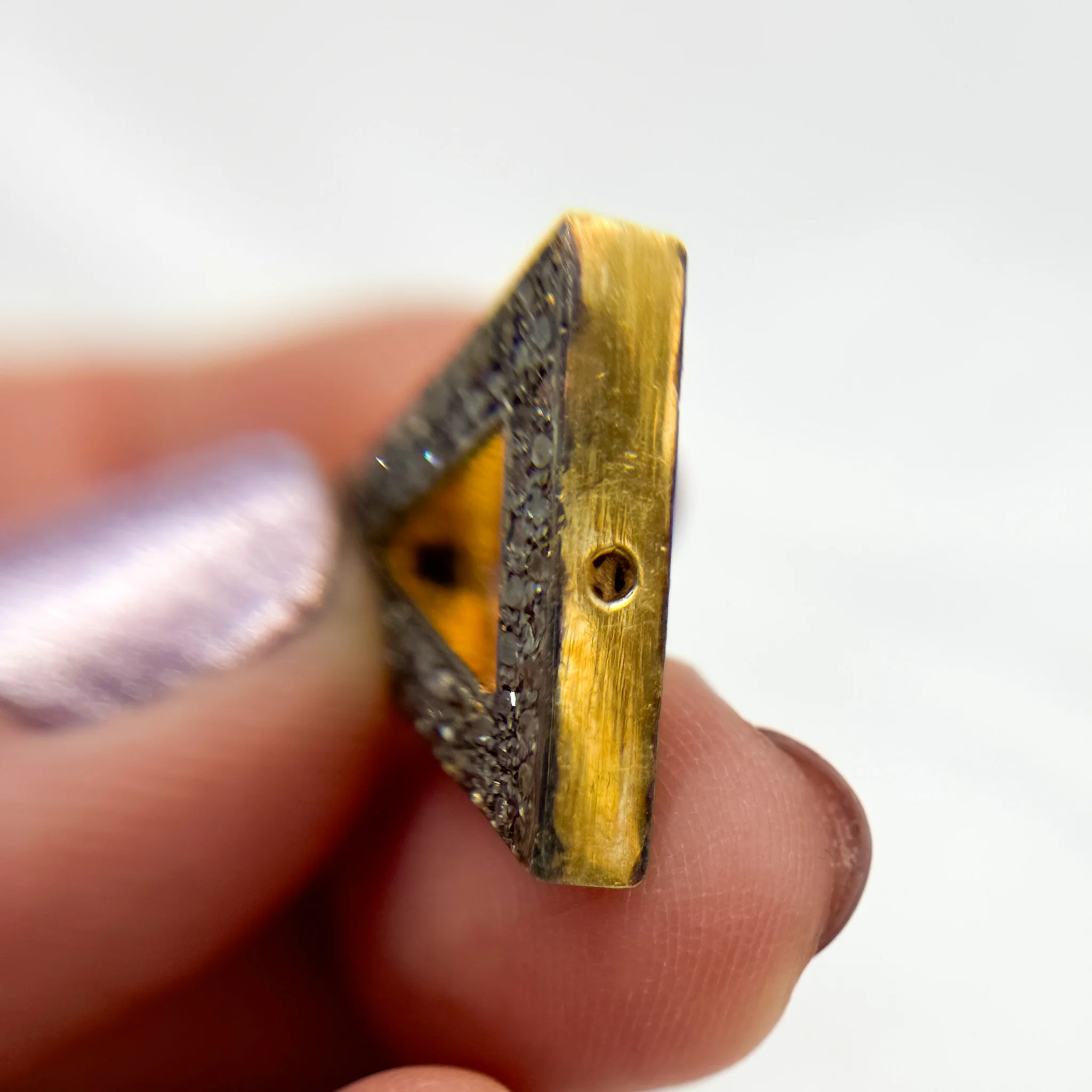 DC840. Diamond Sterling Silver Triangle Bead - Image 4