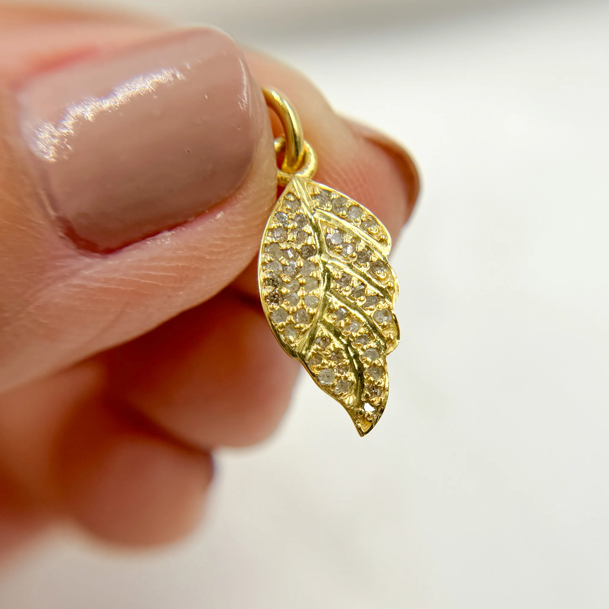 DC444. Diamond Sterling Silver Leaf Charm - Image 4