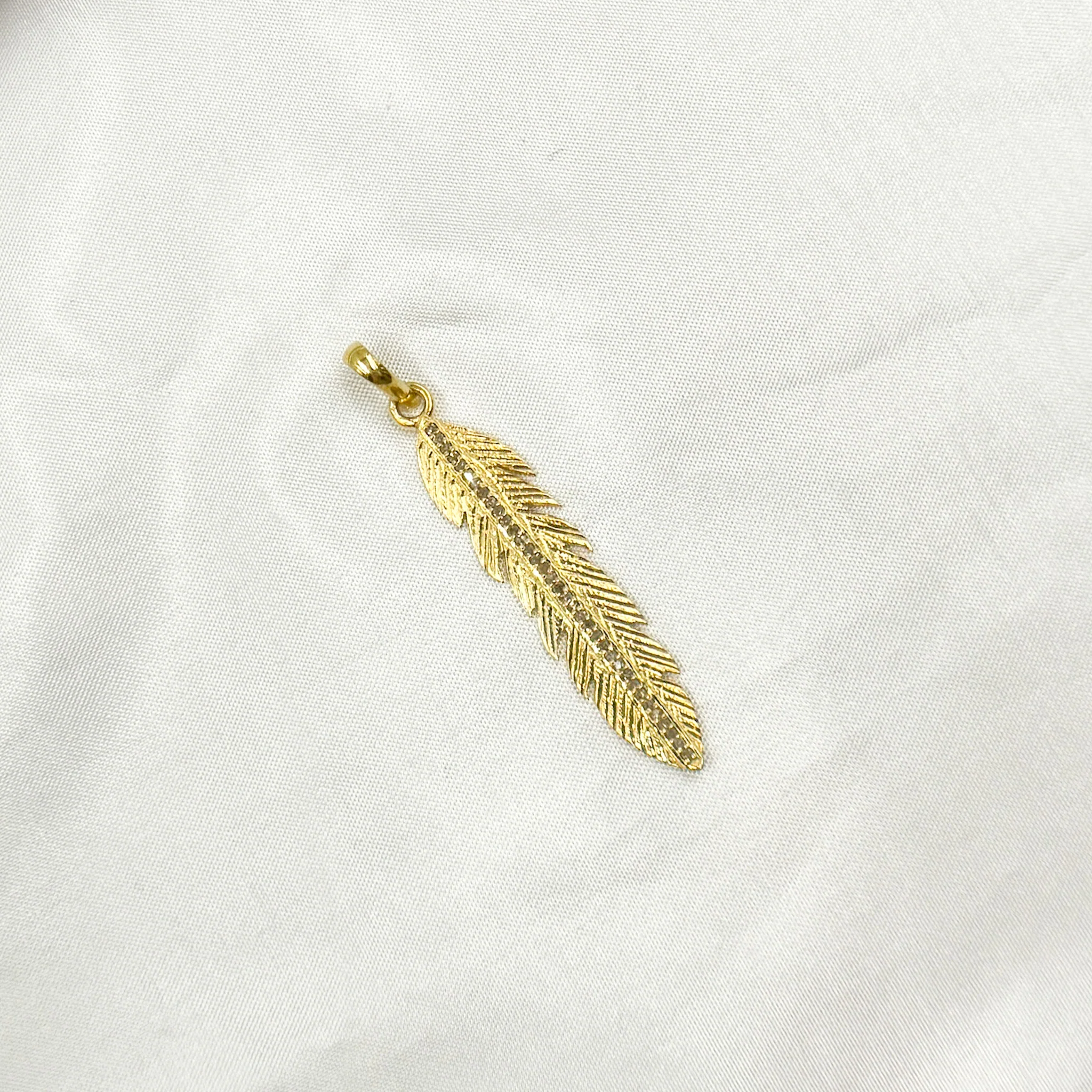 DP334. Diamond Sterling Silver Long Leaf Pendant - Image 9