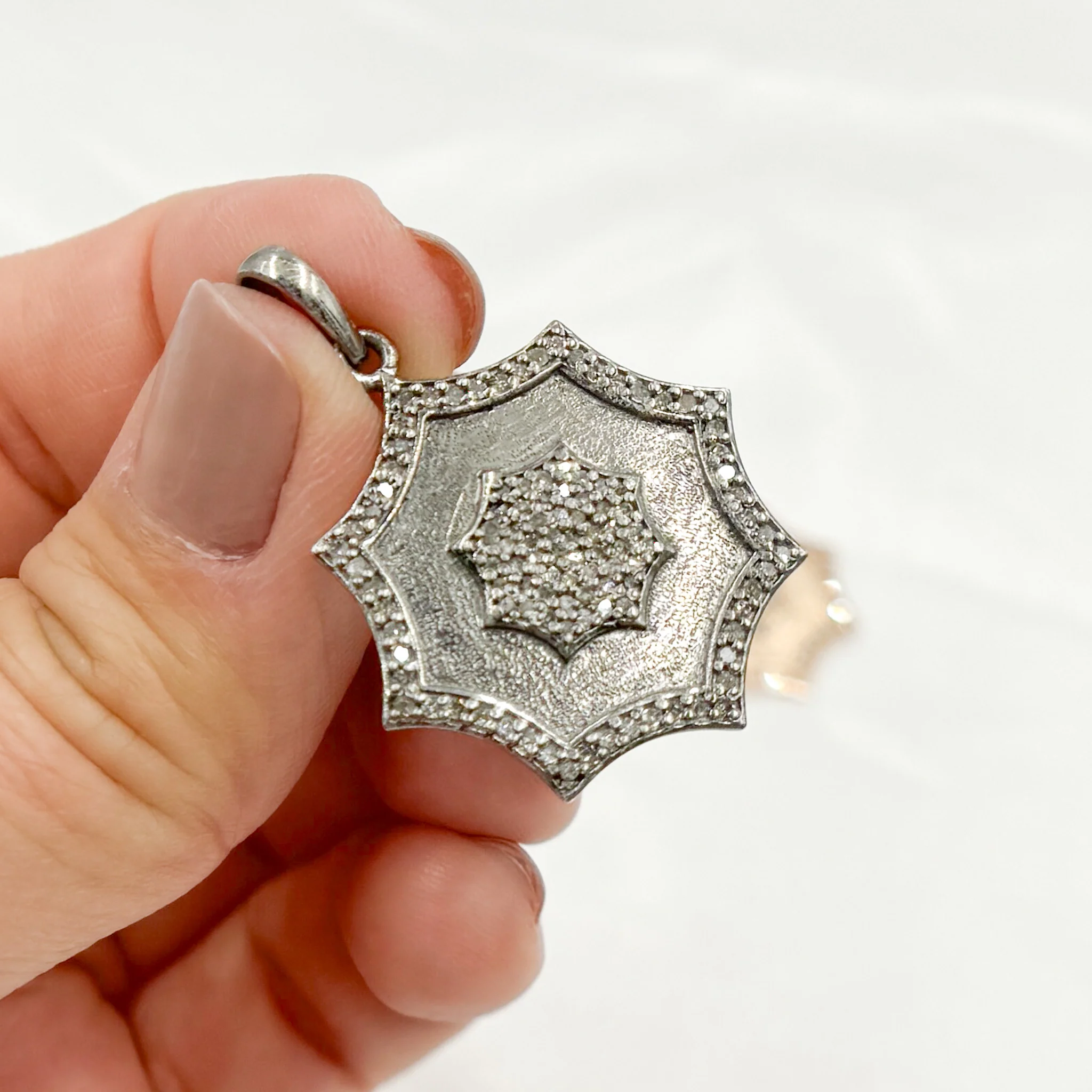 DP136. Diamond Sterling Silver Fancy Shape Pendant - Image 4