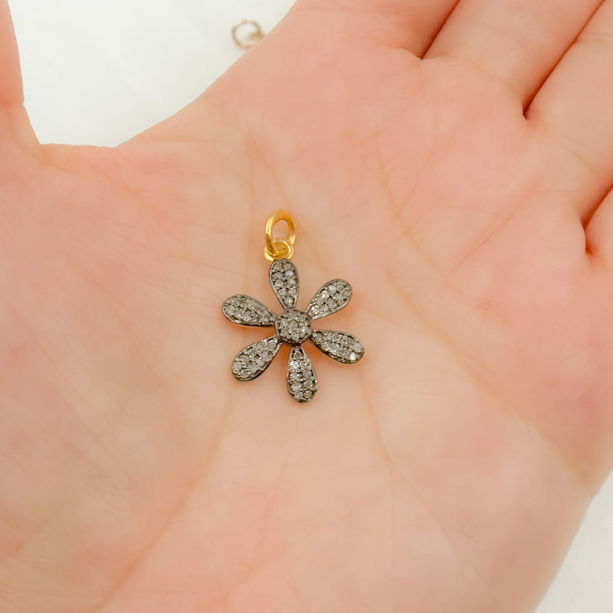 DC449. Diamond Sterling Silver Flower Pendant - Image 2