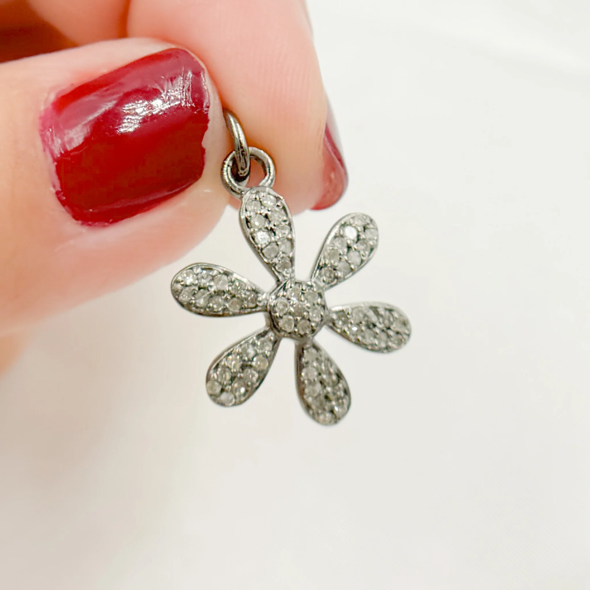 DC449. Diamond Sterling Silver Flower Pendant - Image 8