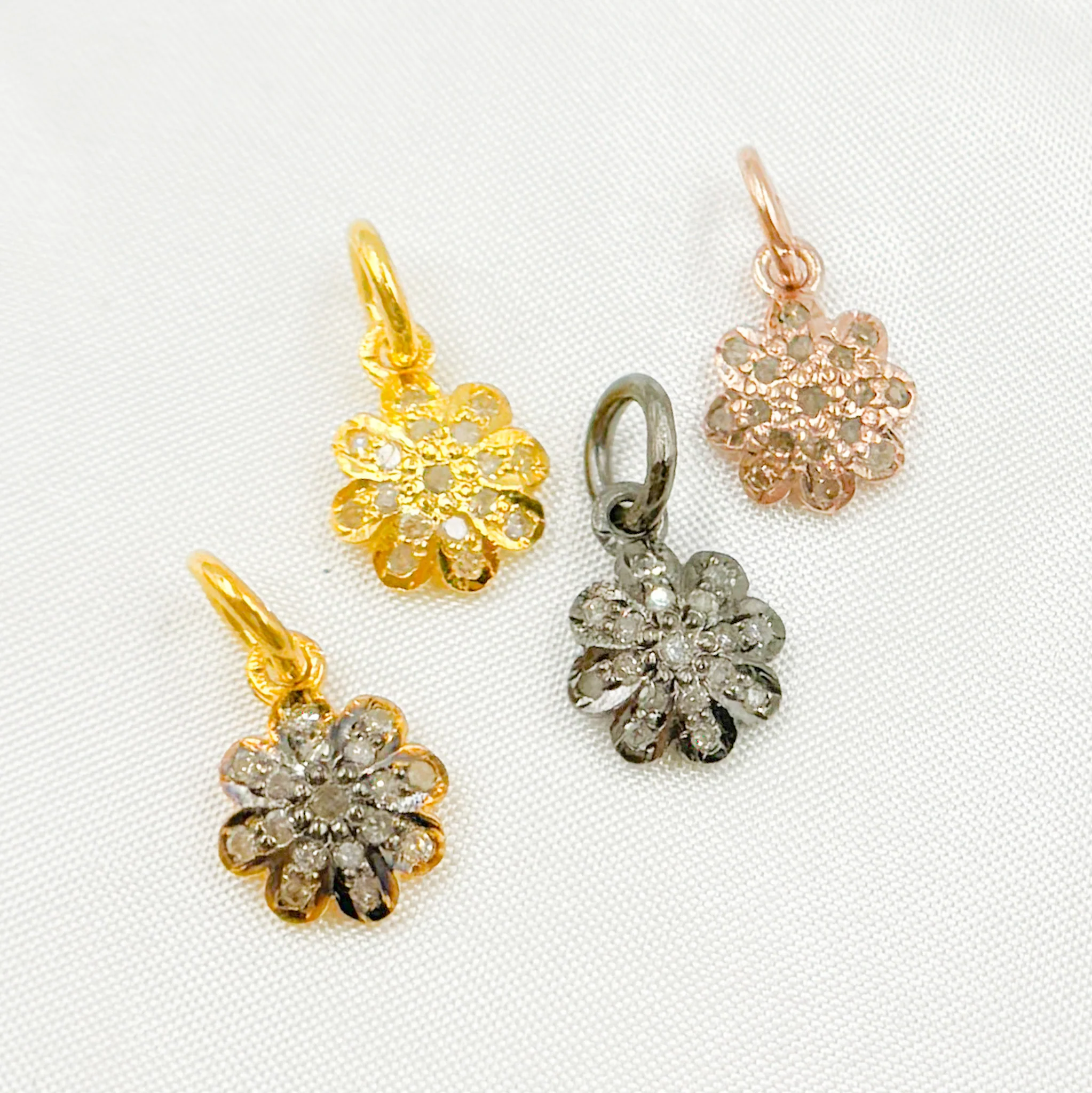 DC252. Diamond Sterling Silver Flower Charm - Image 7