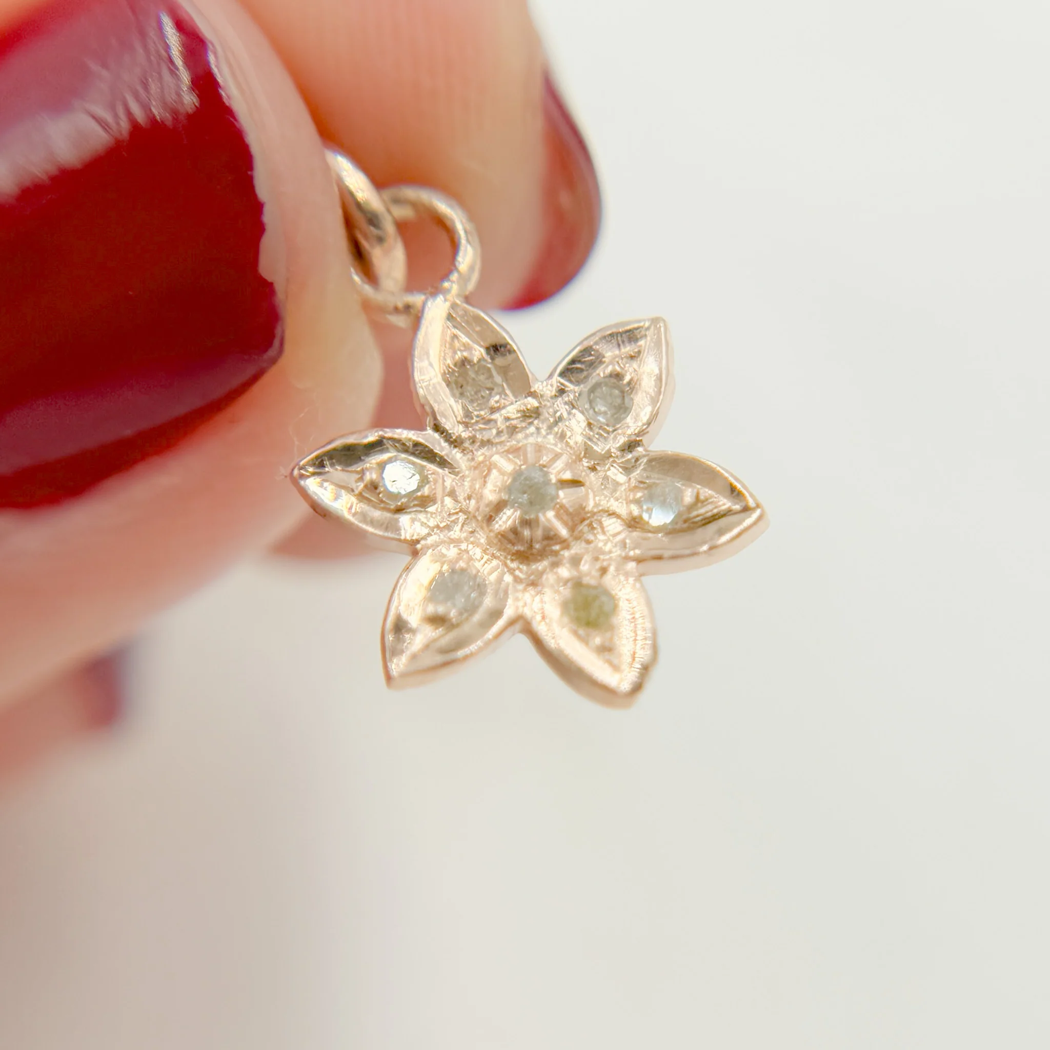 DC553. Diamond Sterling Silver Flower Charm - Image 6