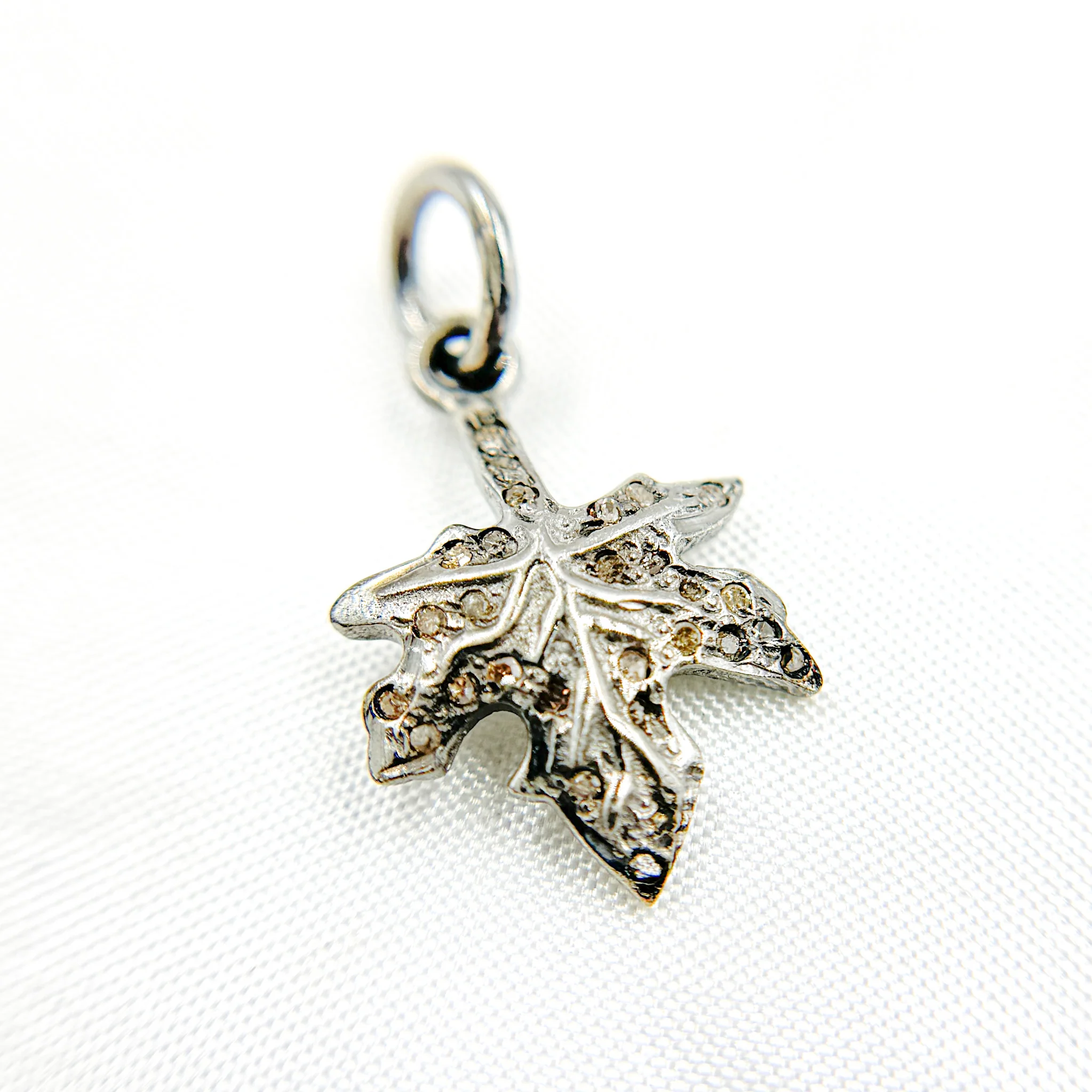 DC457. Diamond Sterling Silver Leaf Charm - Image 4