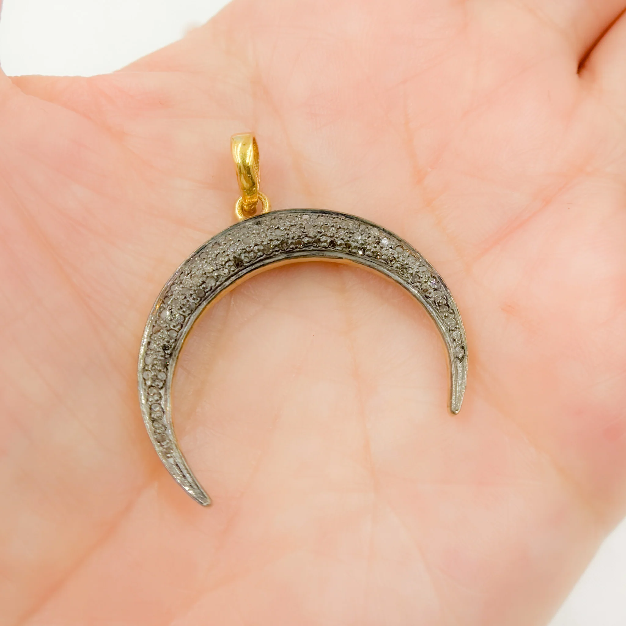 DP105. Diamond Sterling Silver Moon Shape Pendant - Image 2