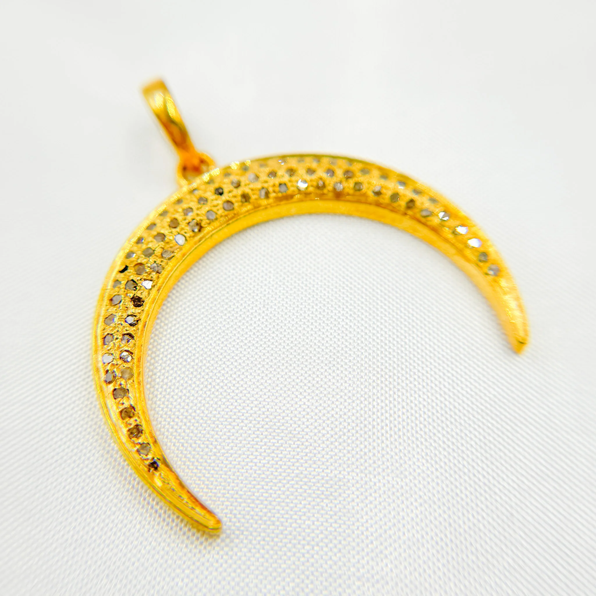 DP105. Diamond Sterling Silver Moon Shape Pendant - Image 5
