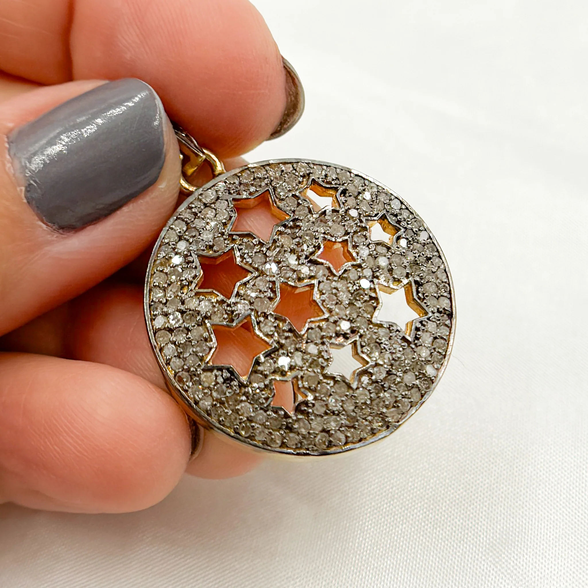 DP178. Diamond & Sterling Silver Round Stars Pendant - Image 3