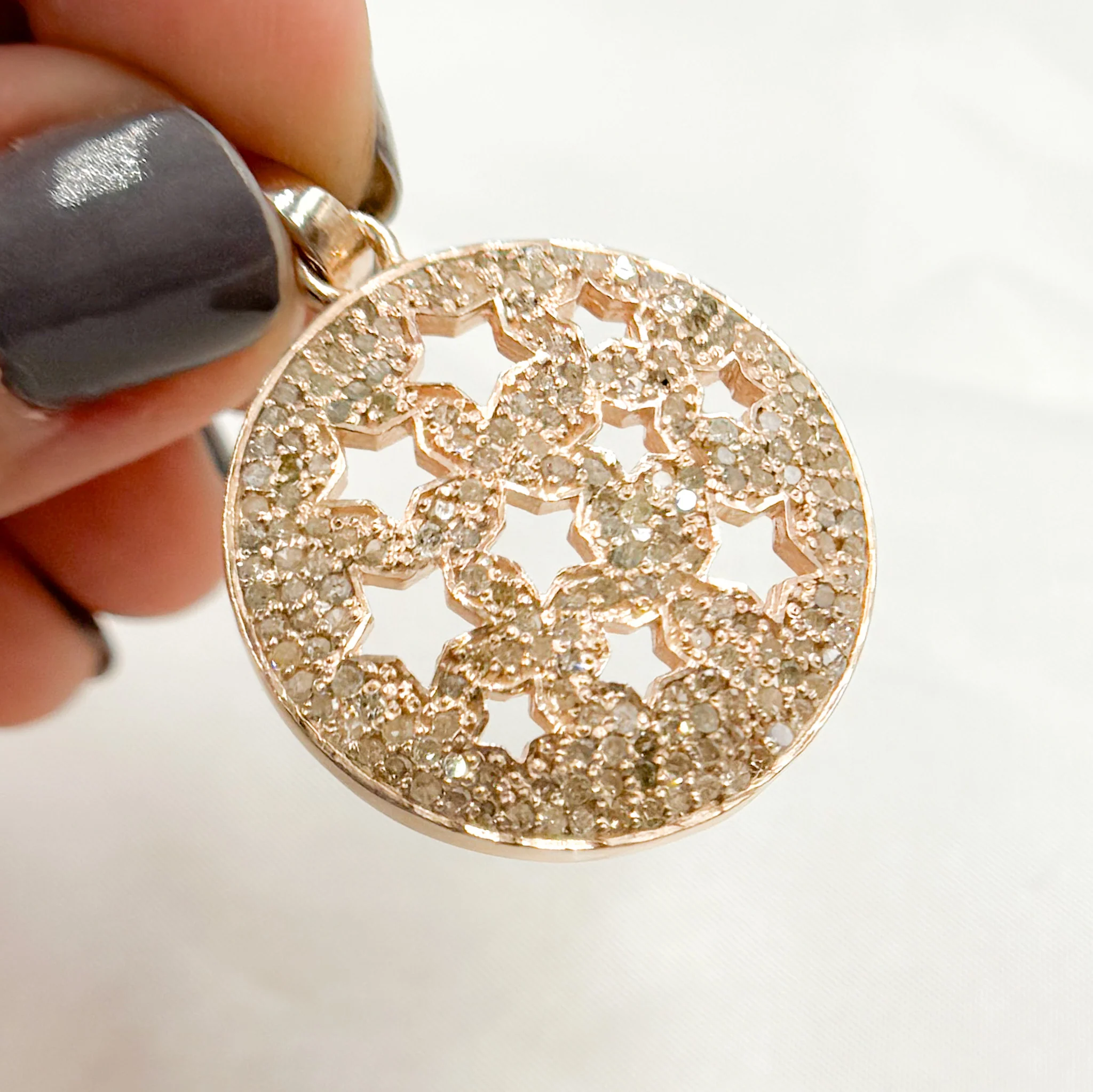 DP178. Diamond & Sterling Silver Round Stars Pendant - Image 5