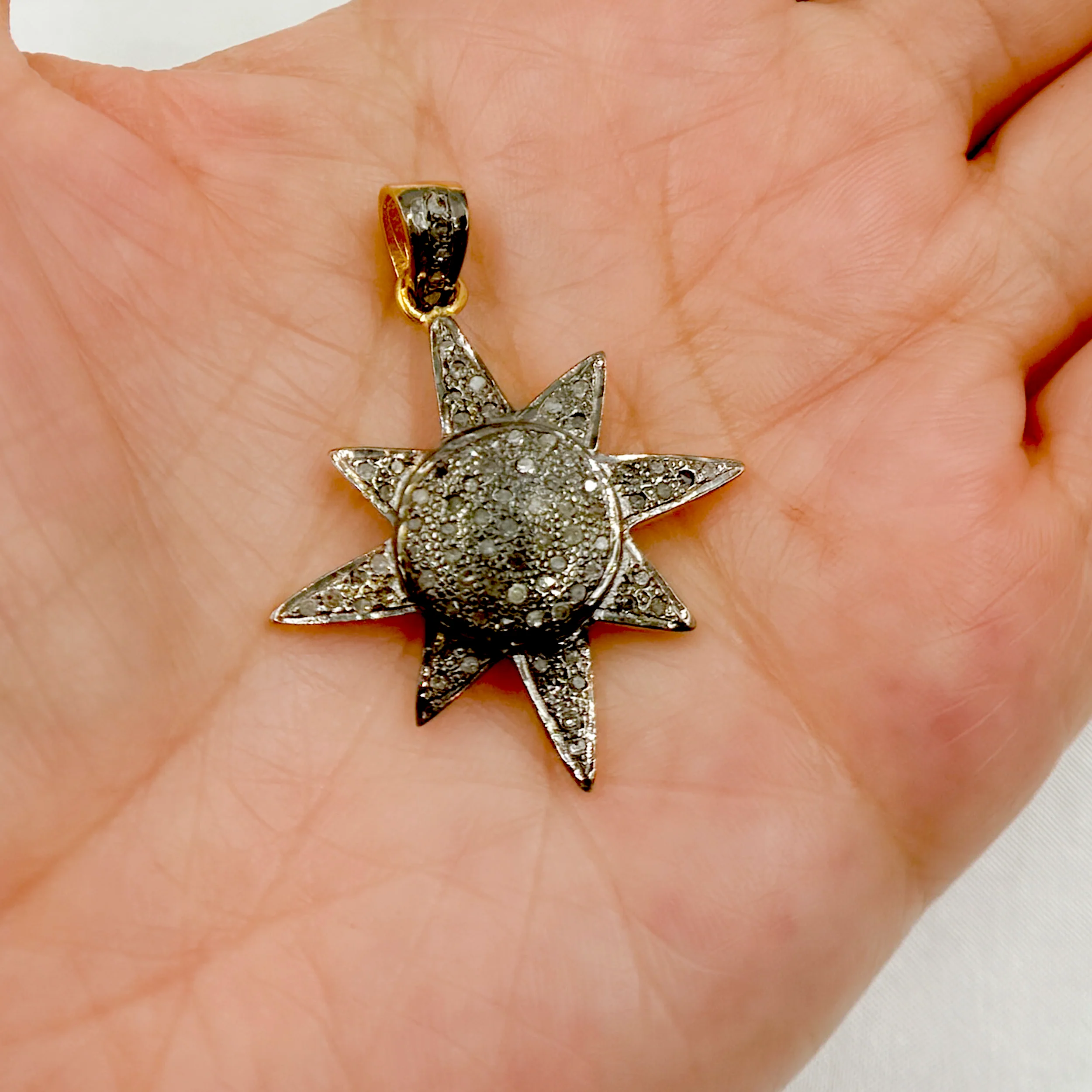 DP367. Diamond Sterling Silver Sun Pendant - Image 2