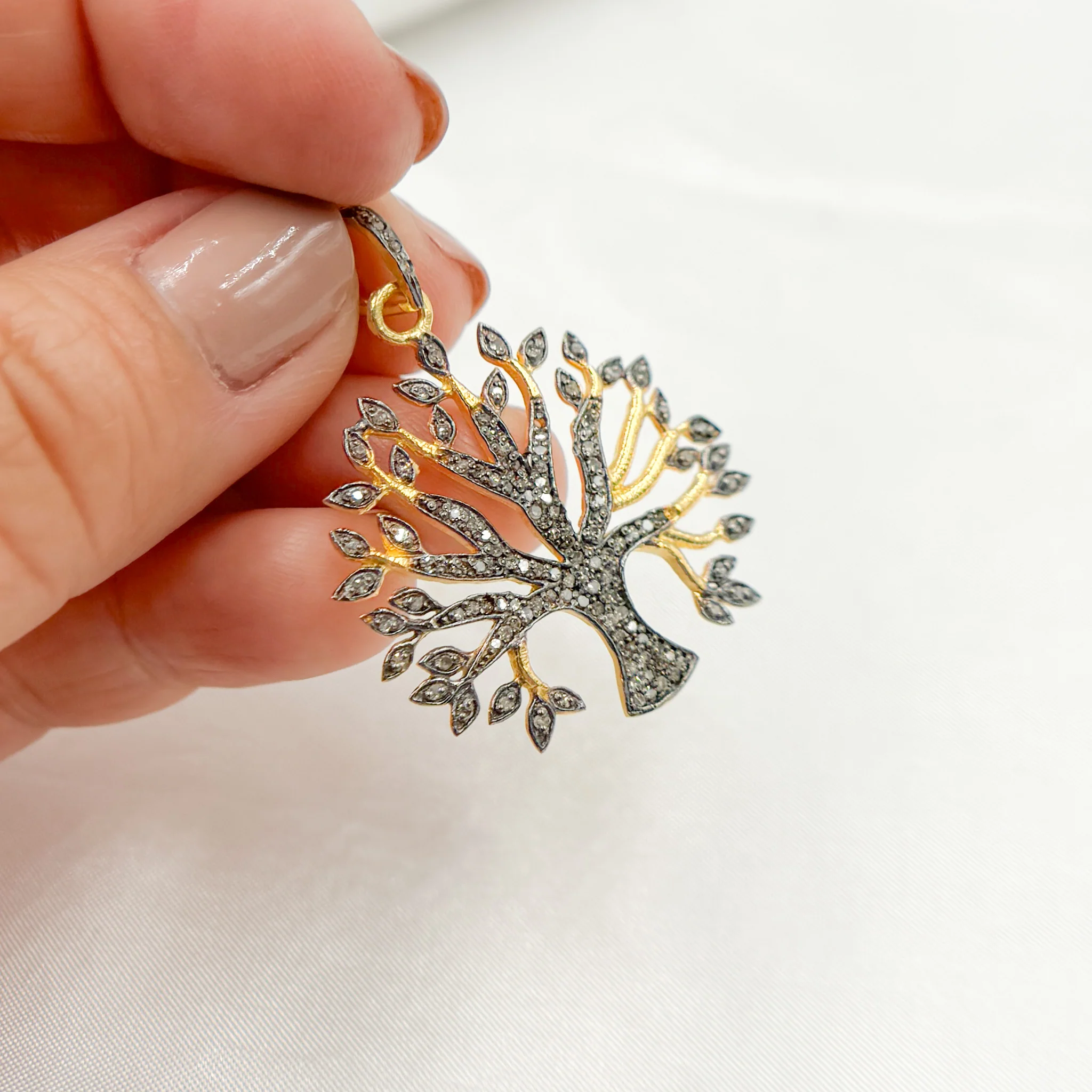 DP05. Diamond Sterling Silver Tree Pendant - Image 2