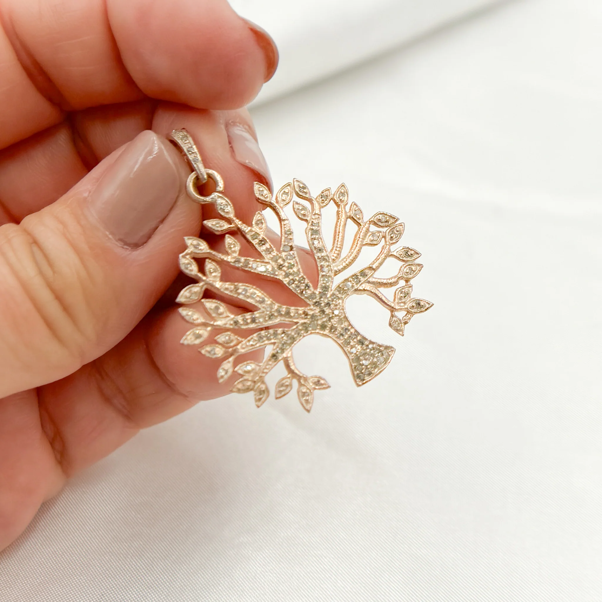 DP05. Diamond Sterling Silver Tree Pendant - Image 3