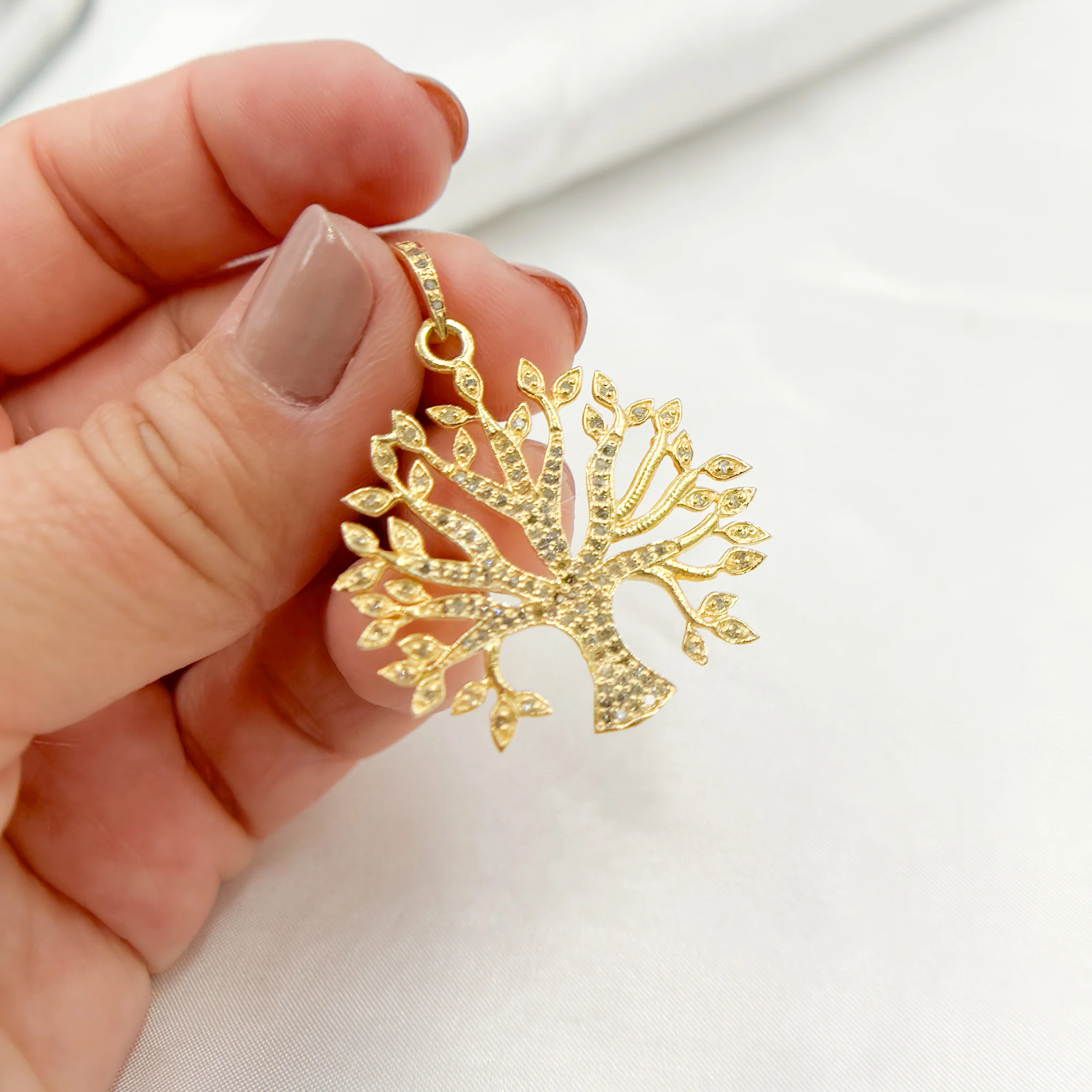 DP05. Diamond Sterling Silver Tree Pendant - Image 4
