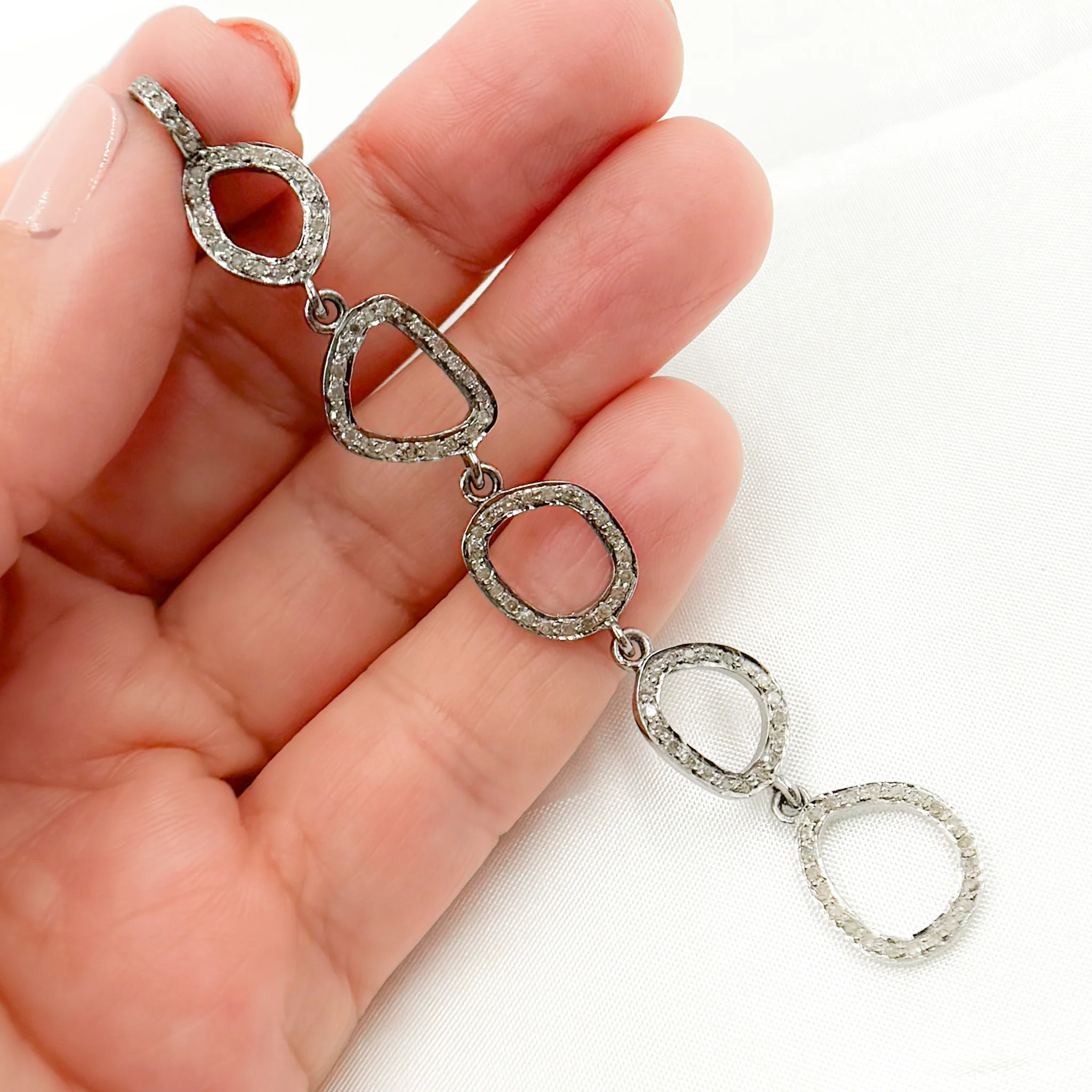 DP211. Diamond Sterling Silver Fancy Long Pendant - Image 3