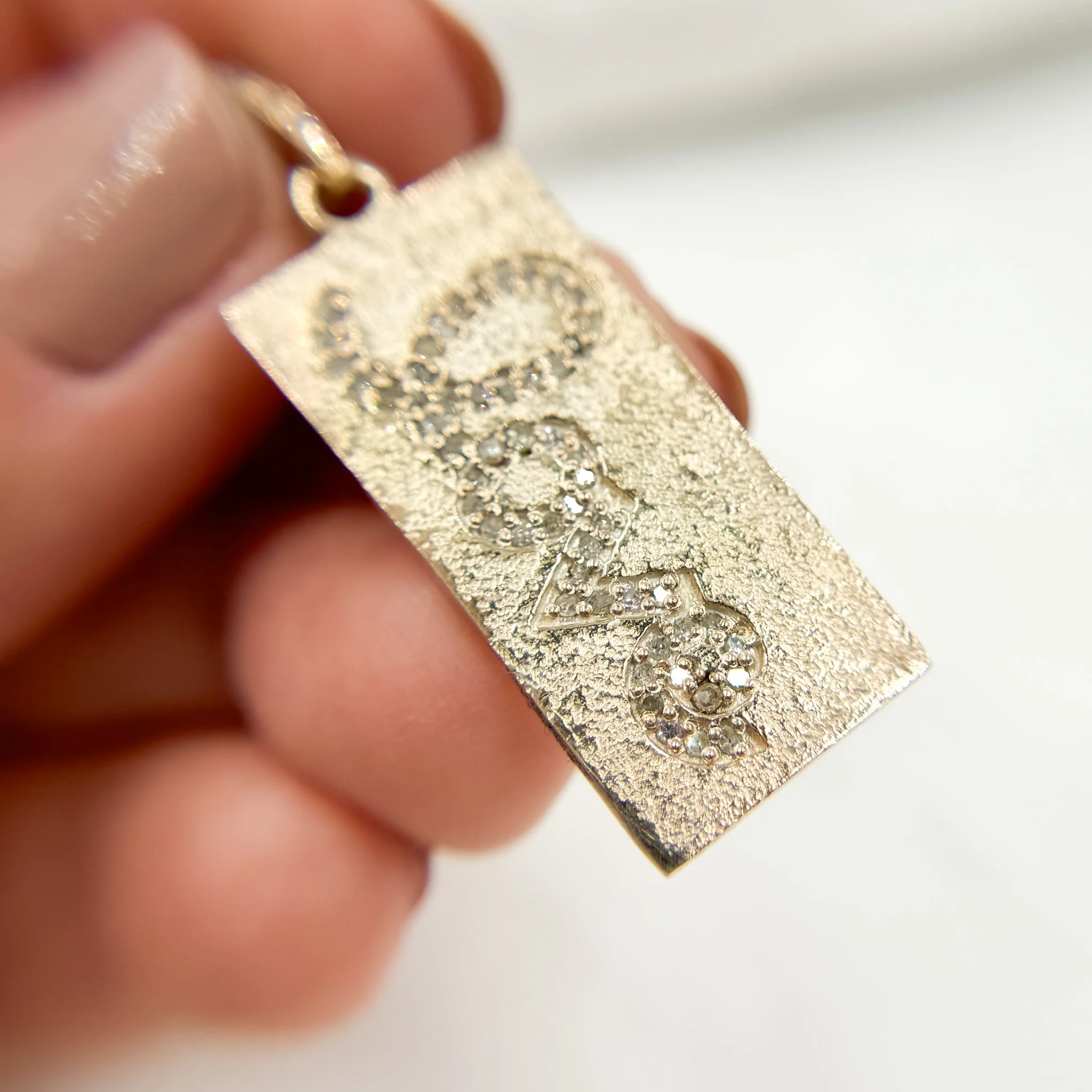 DP541. Diamond & Sterling Silver Rectangle Love Pendant - Image 3