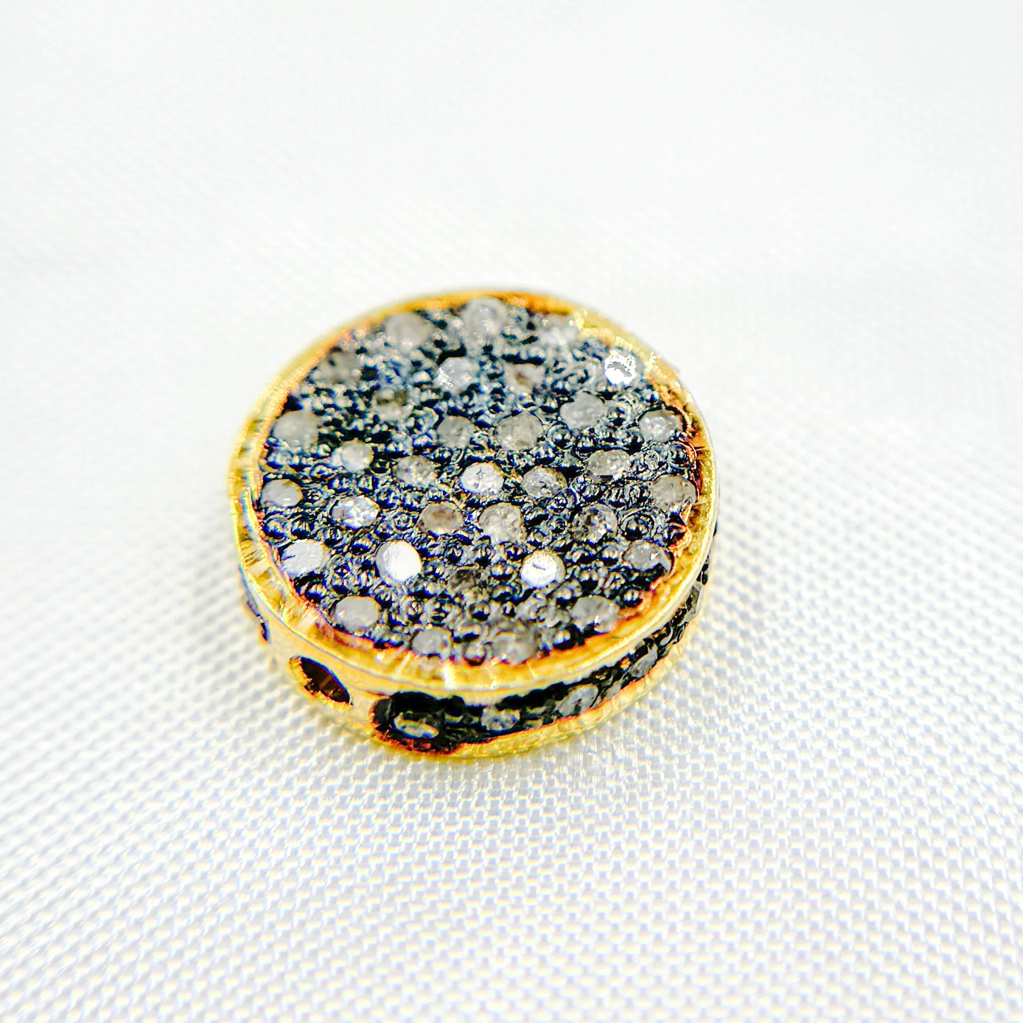DC819. Diamond & Sterling Silver Coin Bead - Image 5