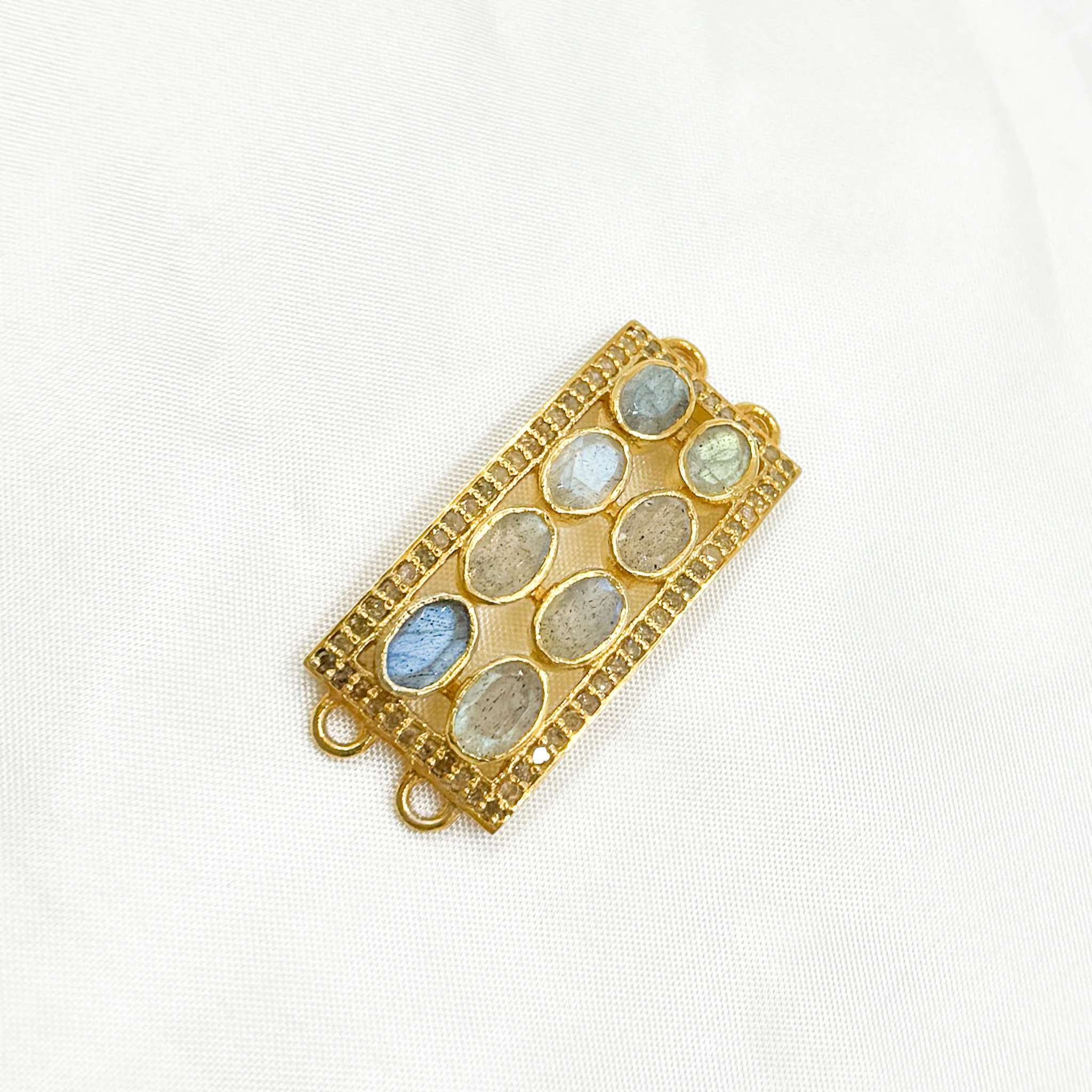 DC973. Diamond Sterling Silver Connector with Gemstones - Image 6