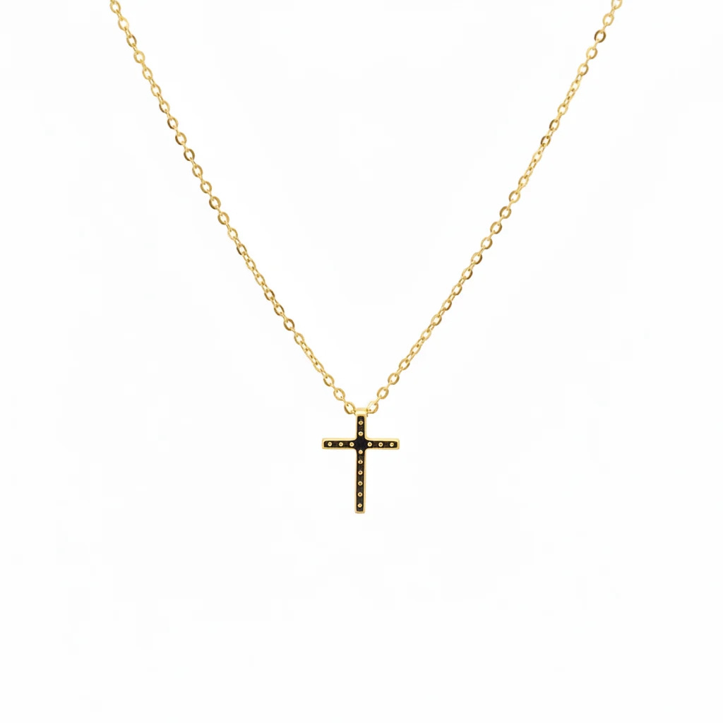 PCA44454. 14k Solid Gold Diamond Cross Necklace - Image 9