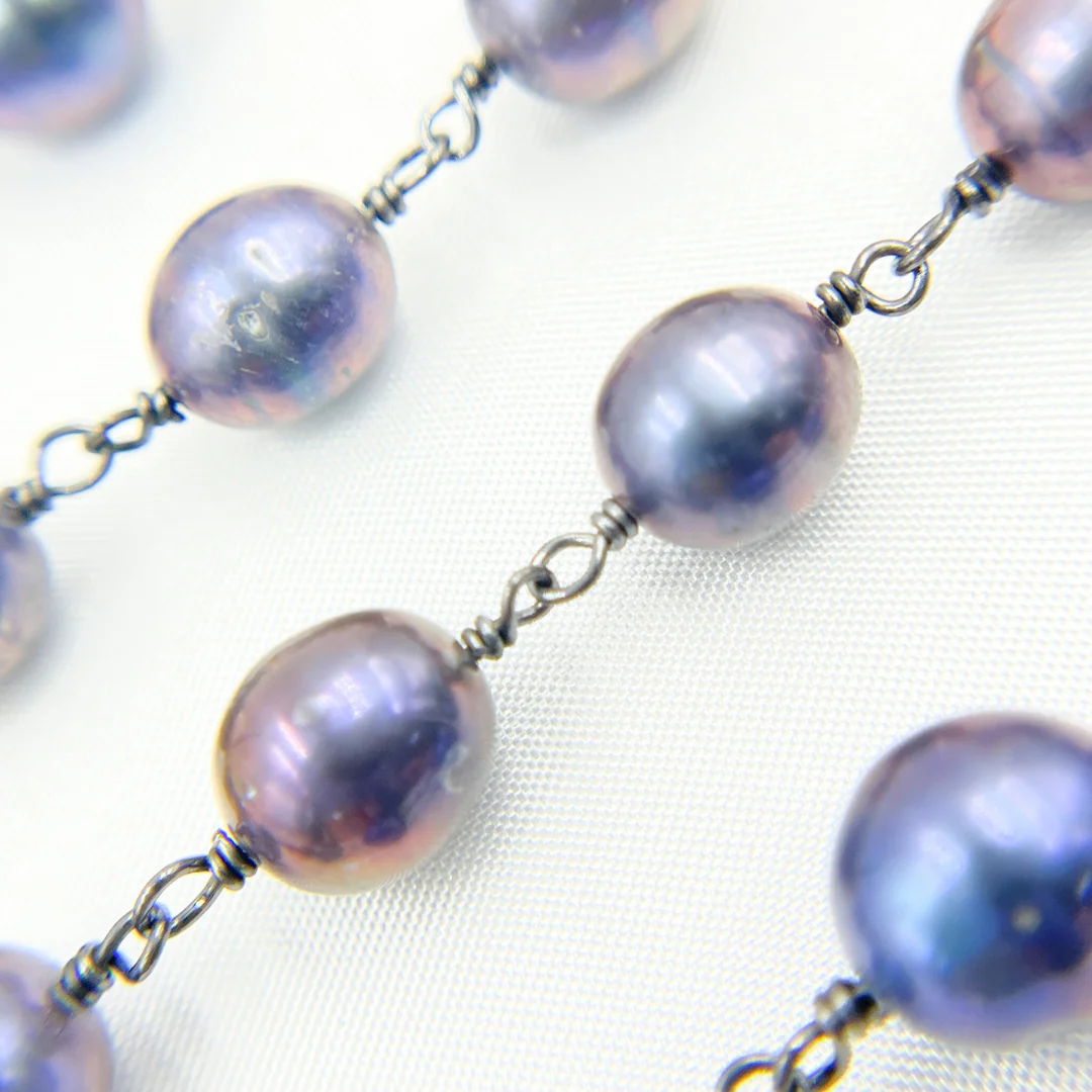 Peacock Freshwater Pearl Oxidized Wire Chain. PRL41 - Image 2
