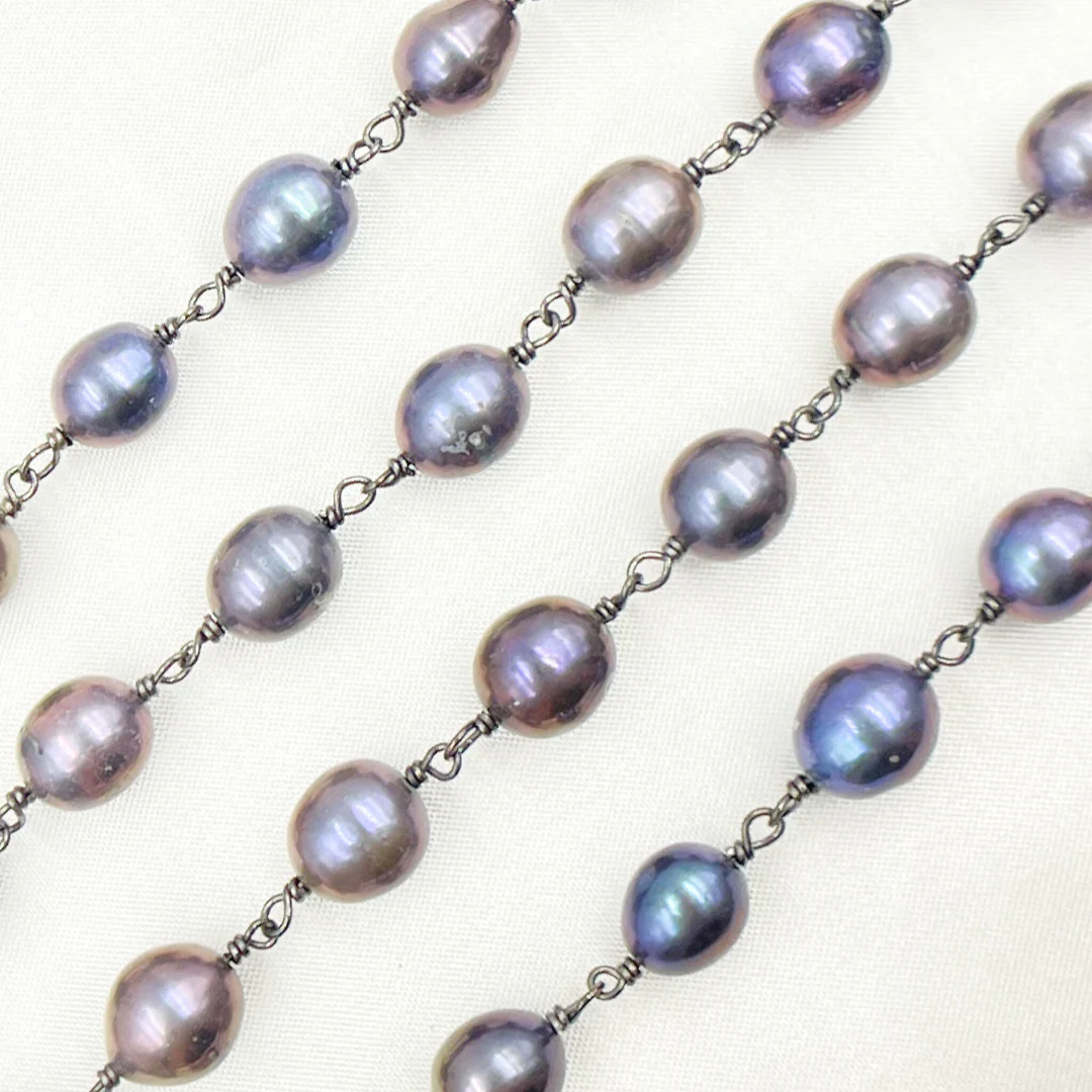 Peacock Freshwater Pearl Oxidized Wire Chain. PRL41 - Image 3