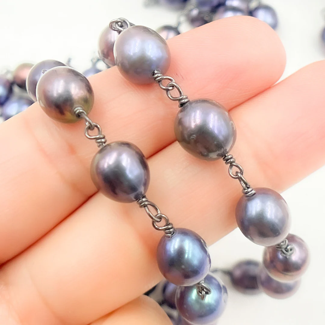 Peacock Freshwater Pearl Oxidized Wire Chain. PRL41 - Image 4